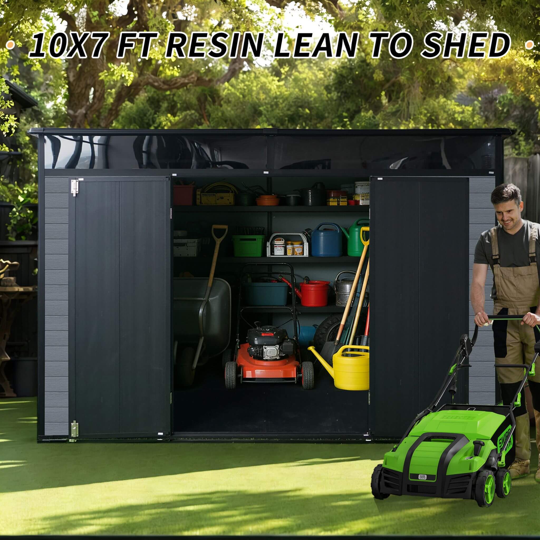 [07X10FT] Outdoor Resin Garden Shed With Floor, Window, And Lockable Door (SAK25987) - Image 8