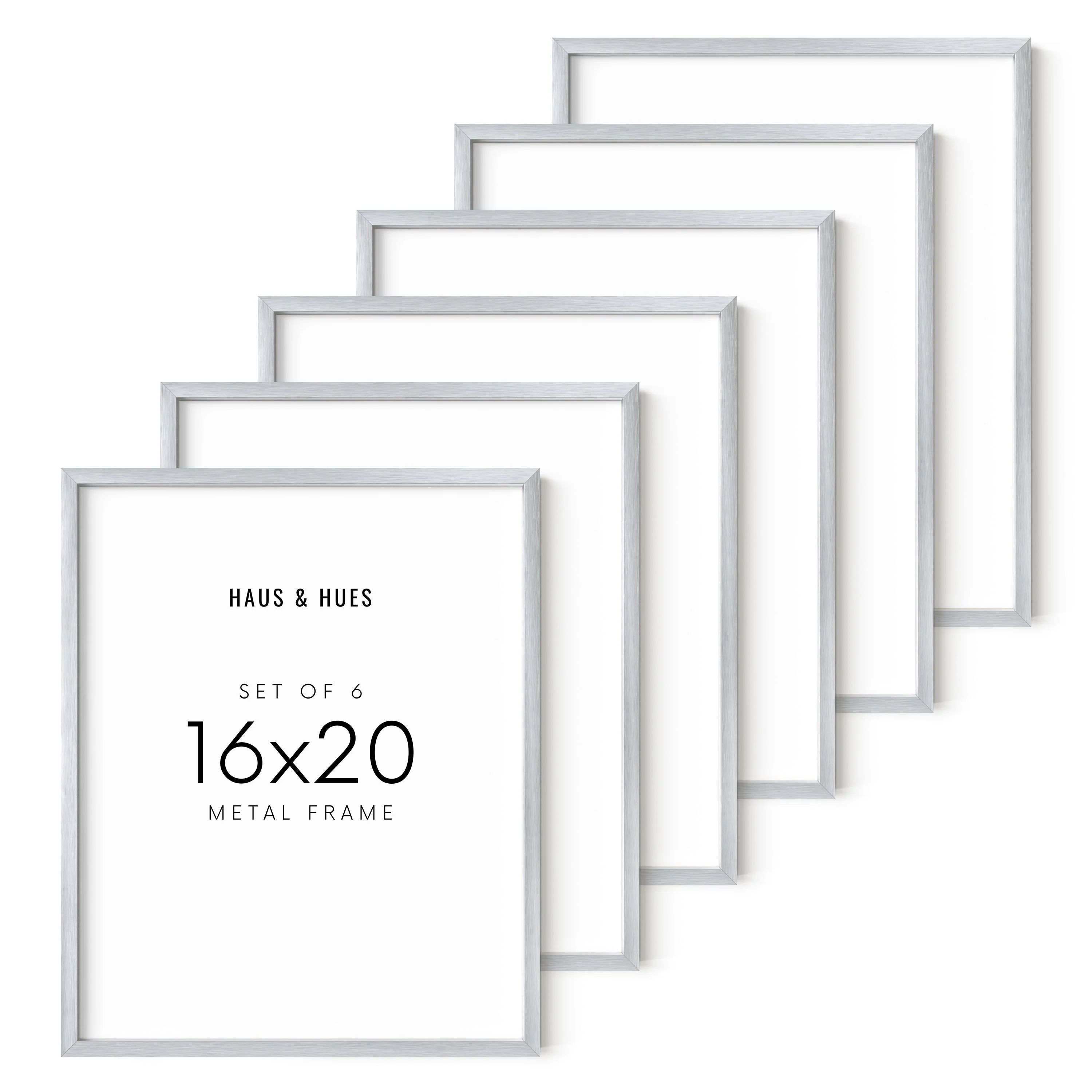 16x20 in, Set of 6, Silver Aluminum - Image 2