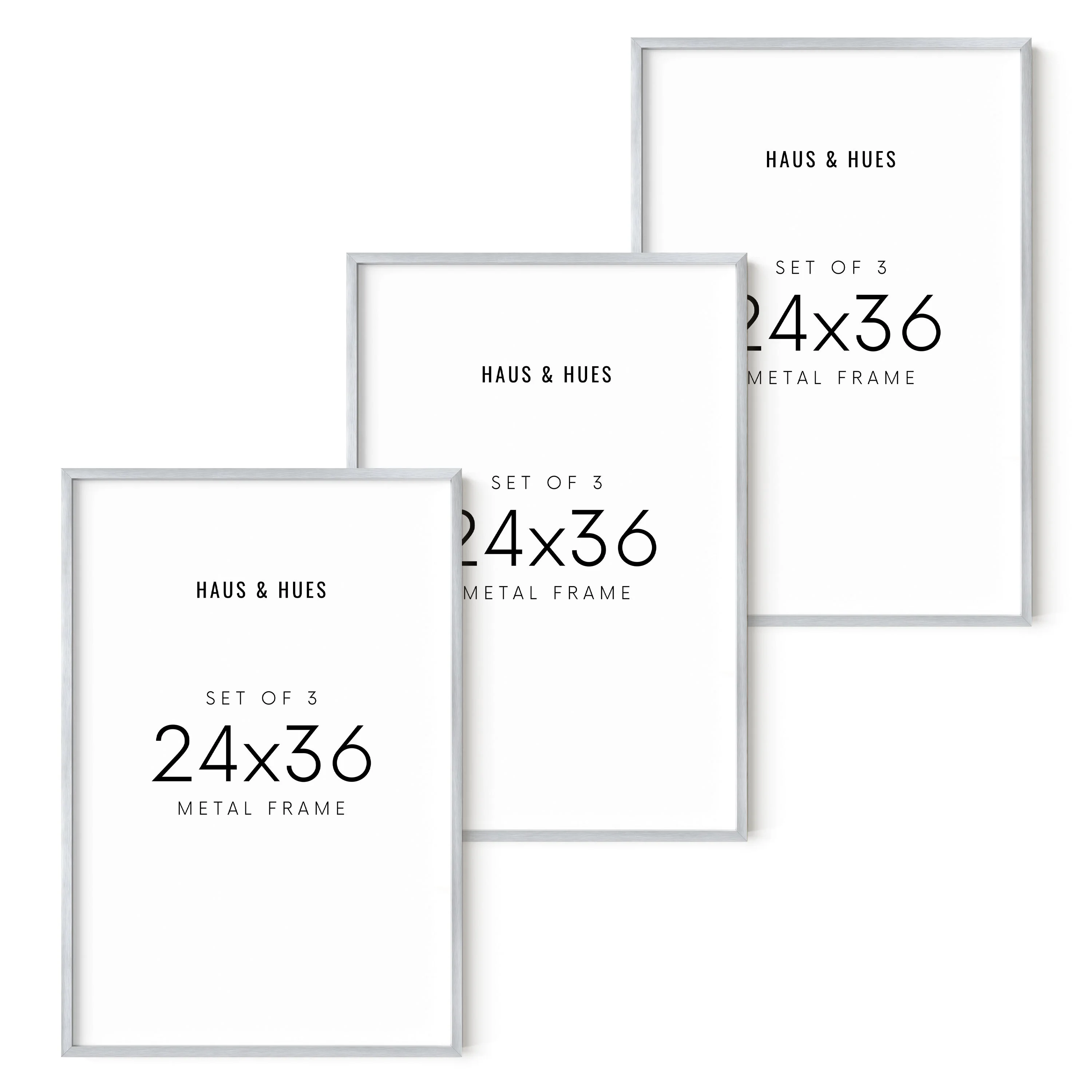 24x36 in, Set of 3, Silver Aluminum - Image 2