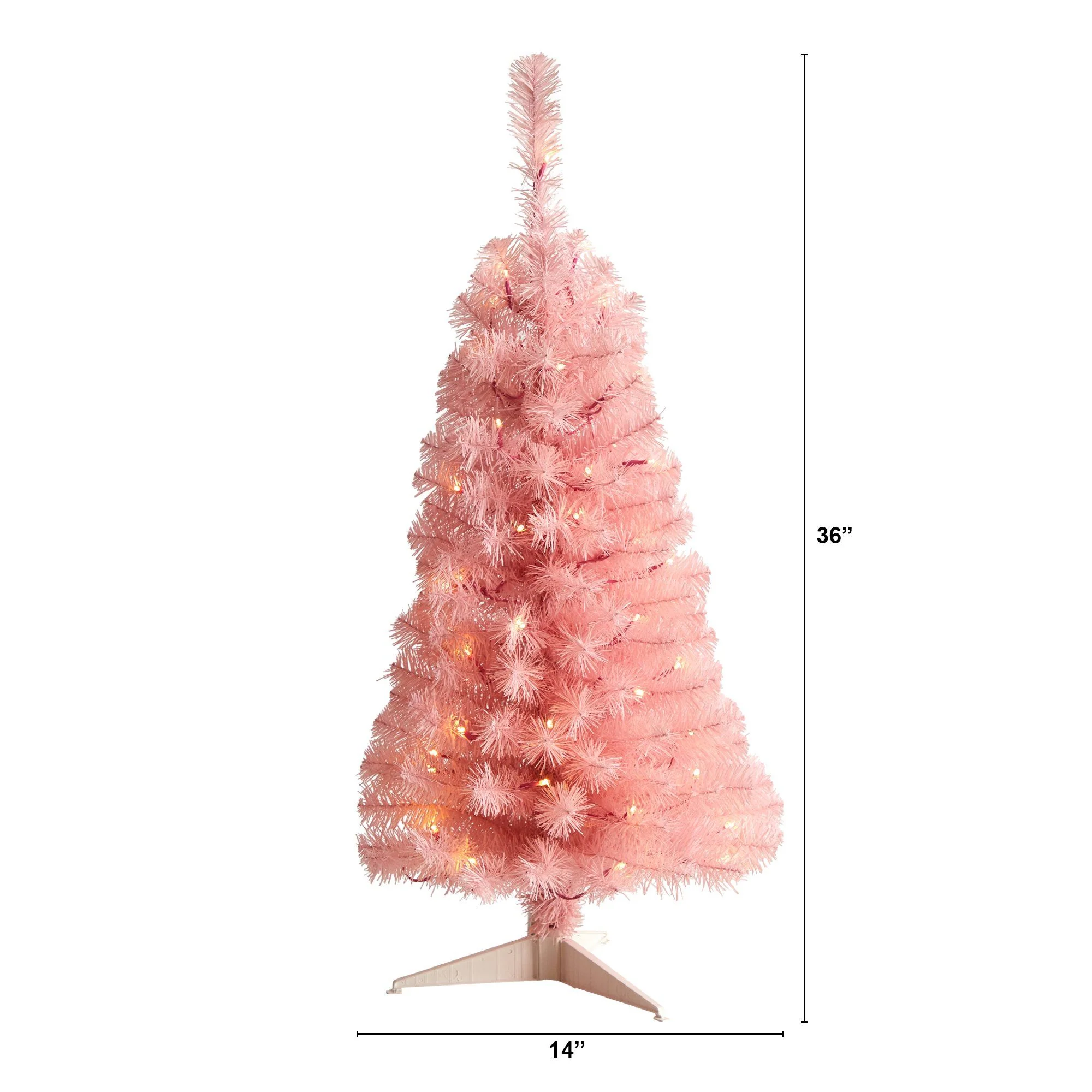 3’ Pink Artificial Christmas Tree with 50 LED Lights and 118 Bendable Branches - Image 2