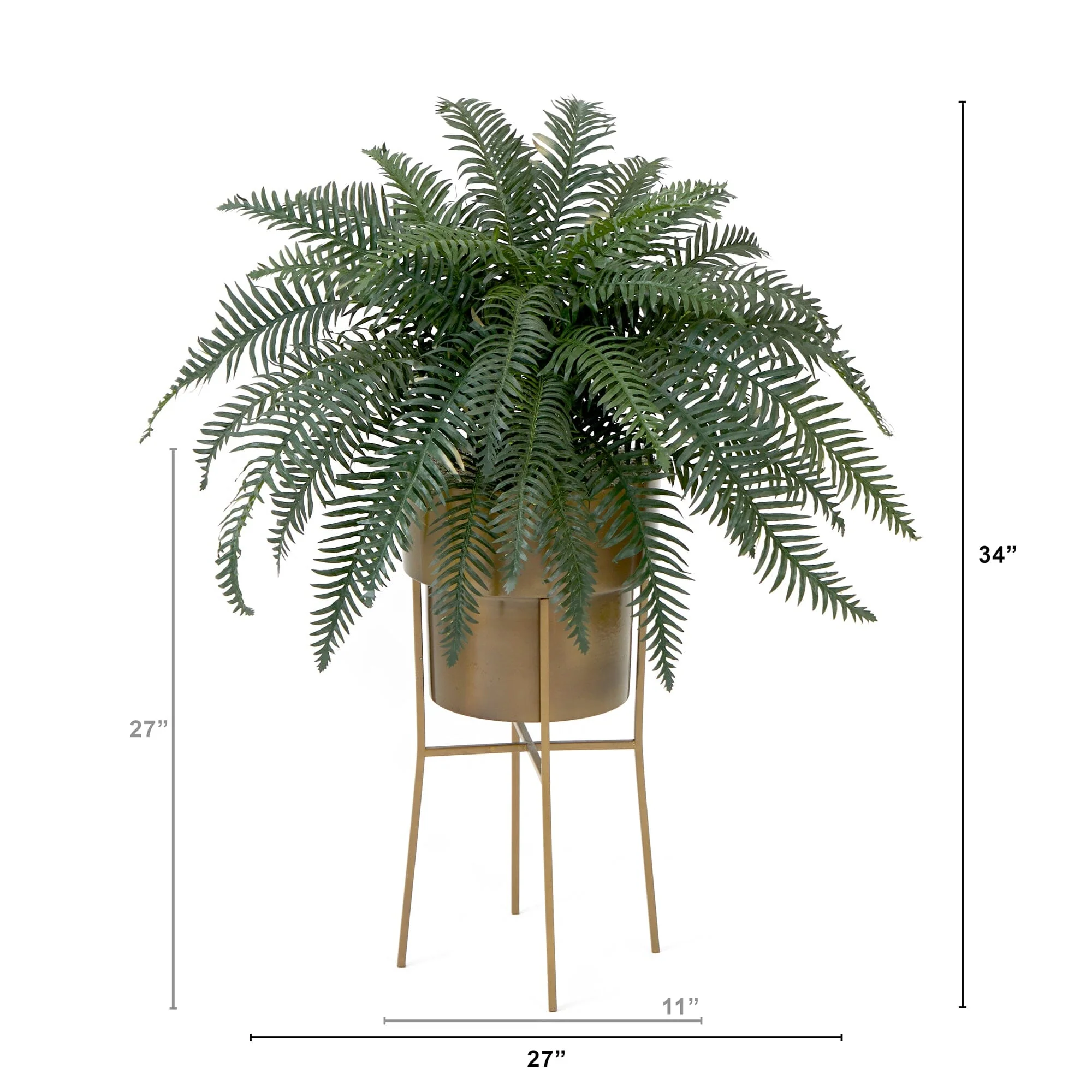 34” Artificial River Fern Plant in Metal Planter with Stand DIY KIT - Image 3
