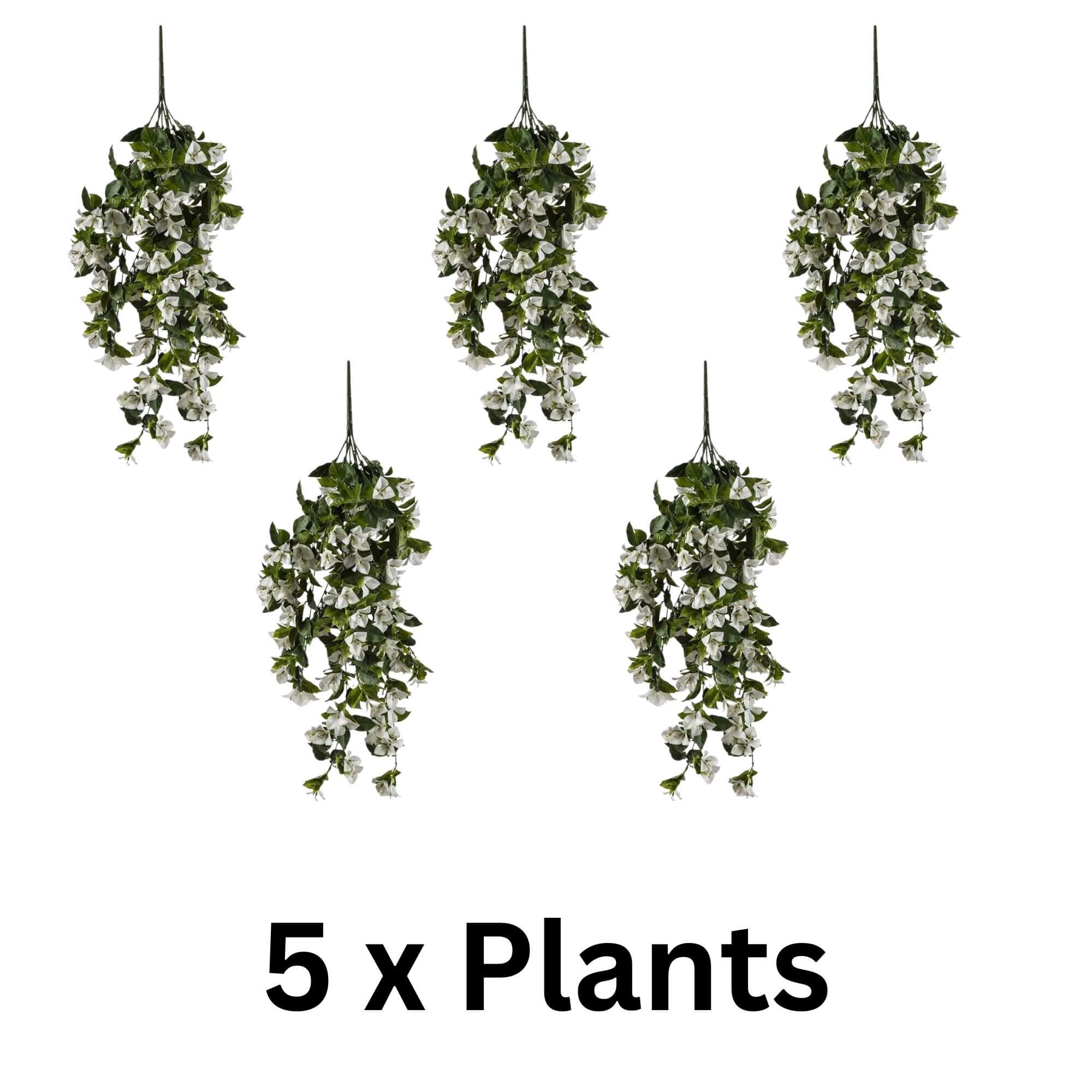 (5 Pieces) Hanging White Artificial Bougainvillea Plant UV Resistant 30" - Image 12
