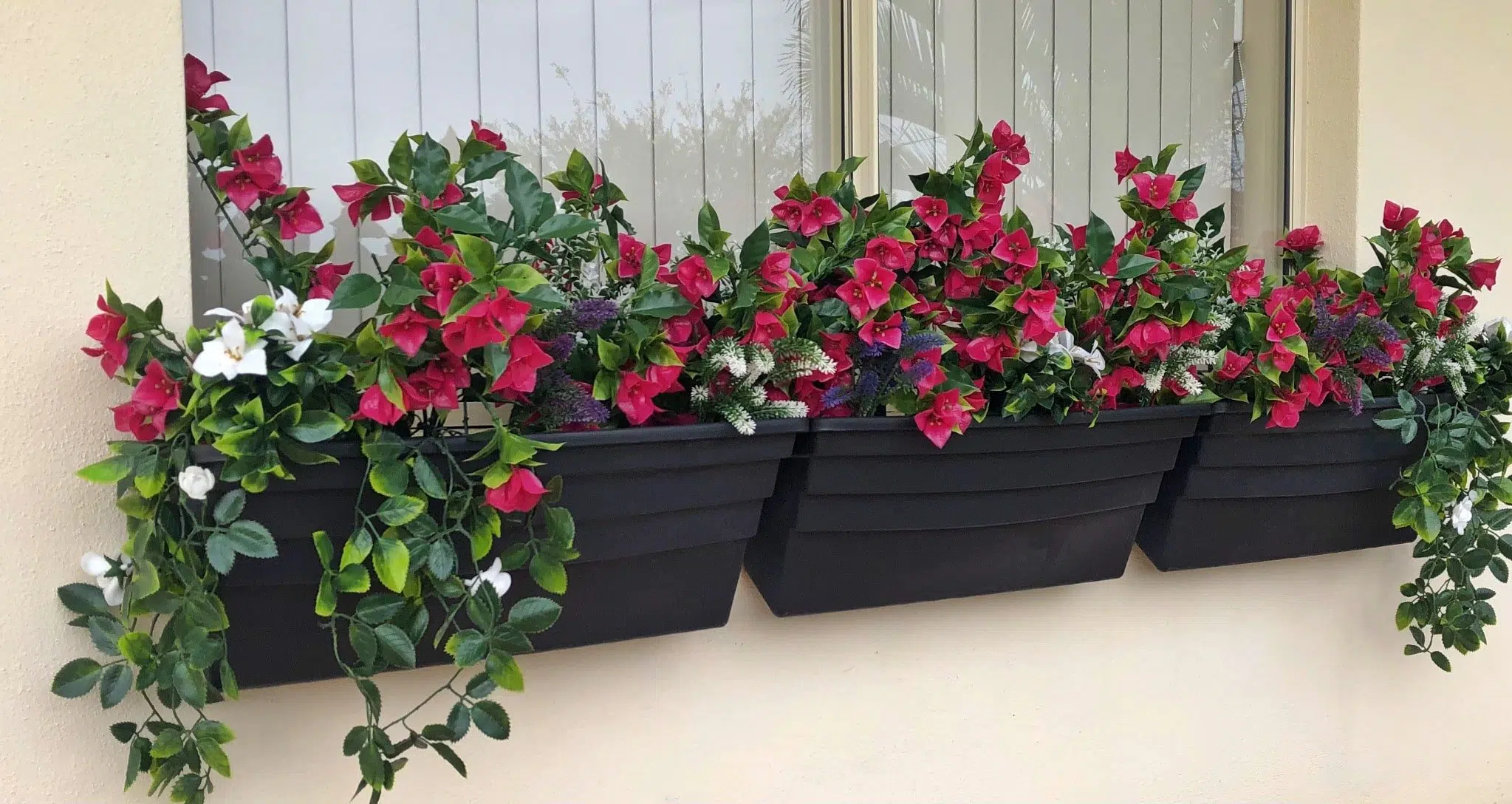(5 Pieces) Vibrant Pink Hanging Artificial Bougainvillea Plant, UV Resistant 30" - Image 11