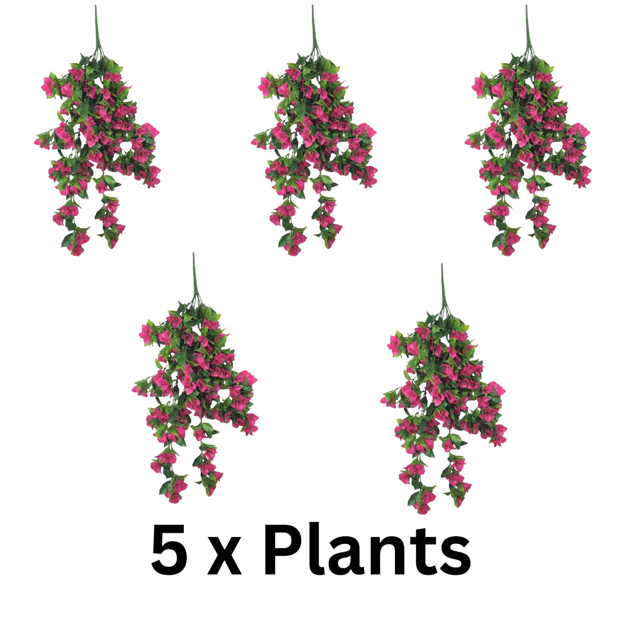 (5 Pieces) Vibrant Pink Hanging Artificial Bougainvillea Plant, UV Resistant 30" - Image 3