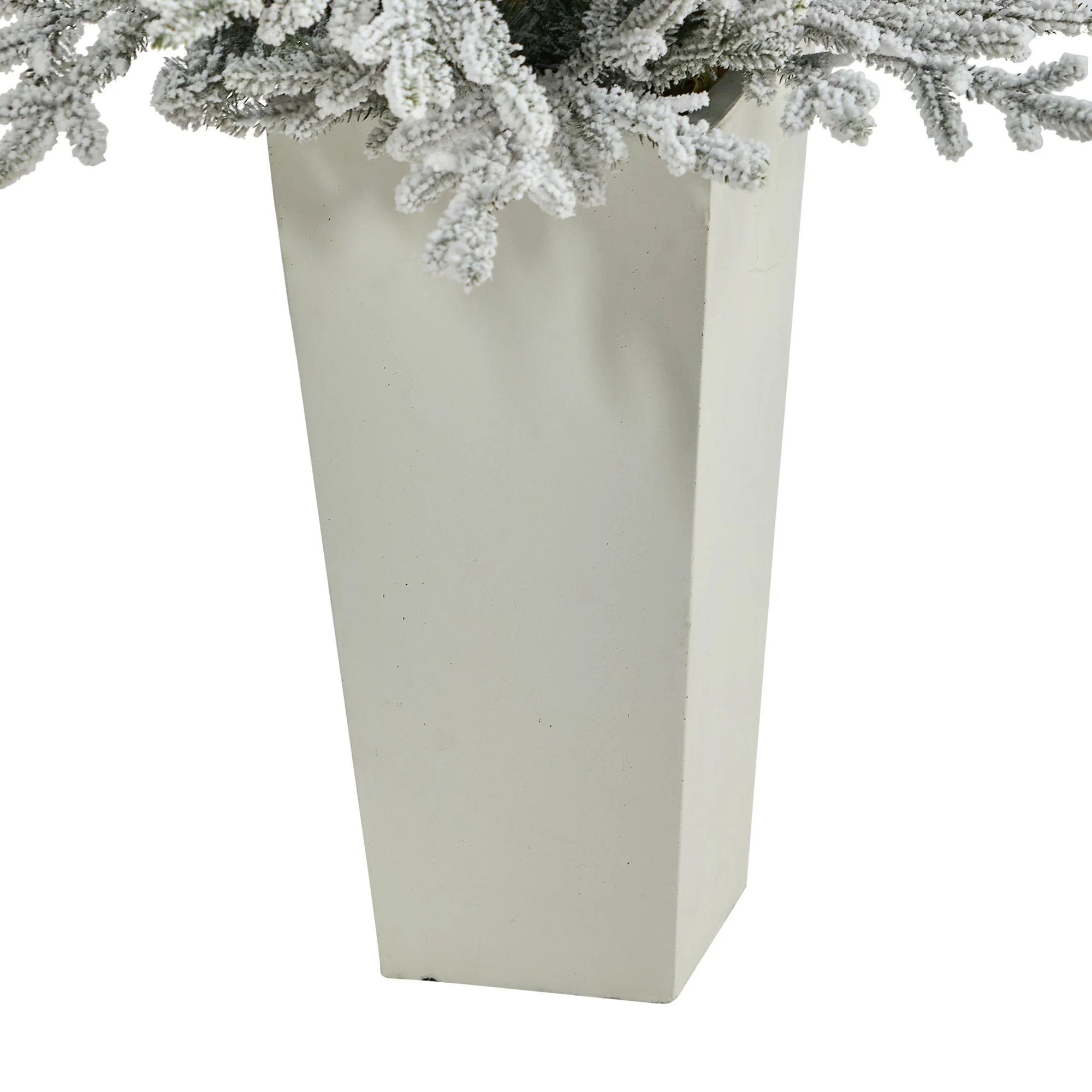57” Flocked Fraser Fir Artificial Christmas Tree with 300 Warm White Lights and 967 Bendable Branches in Tower Planter - Image 4
