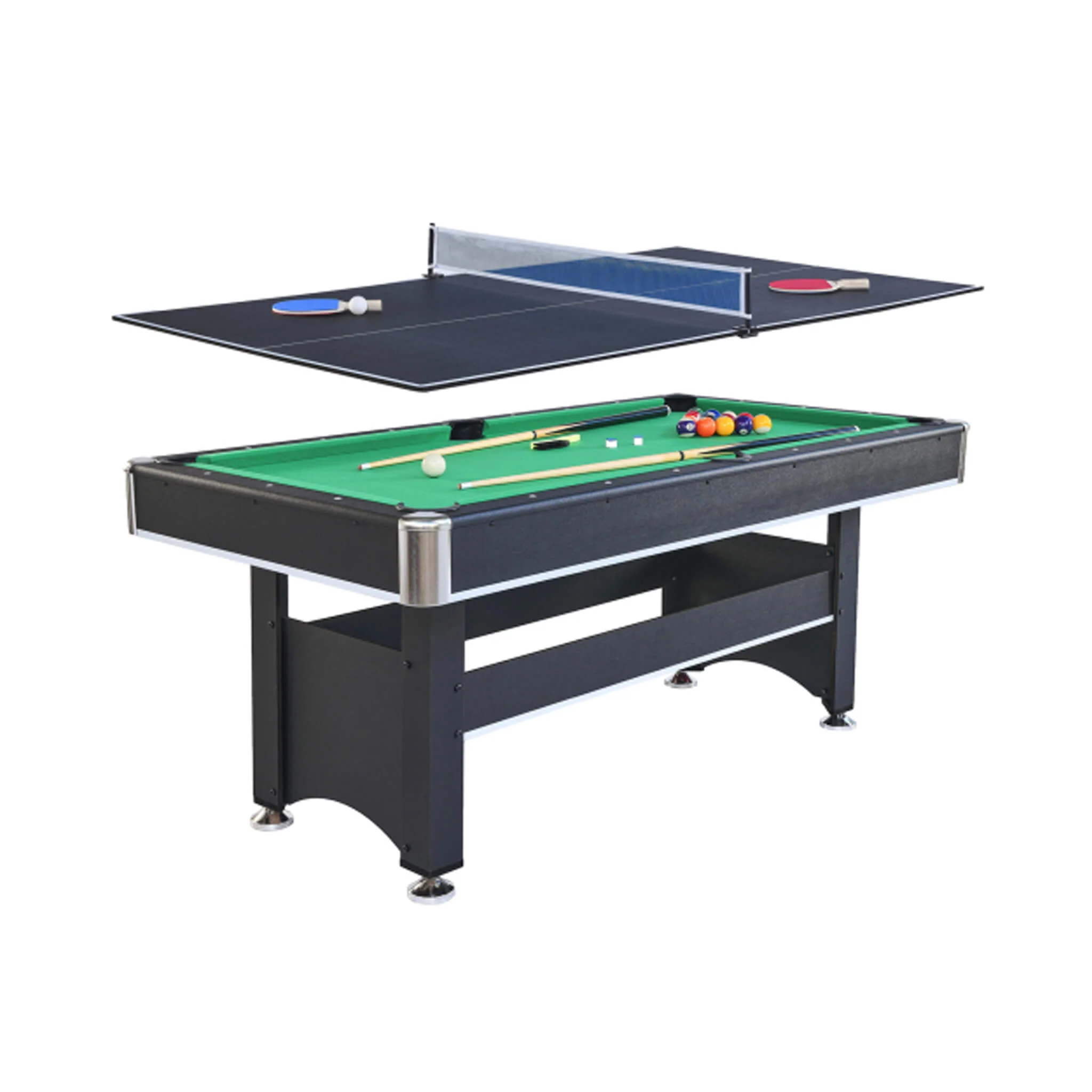6FT Premium Wooden Multifunctional Pool Table With Table Tennis Top (SAK62741) - Image 24