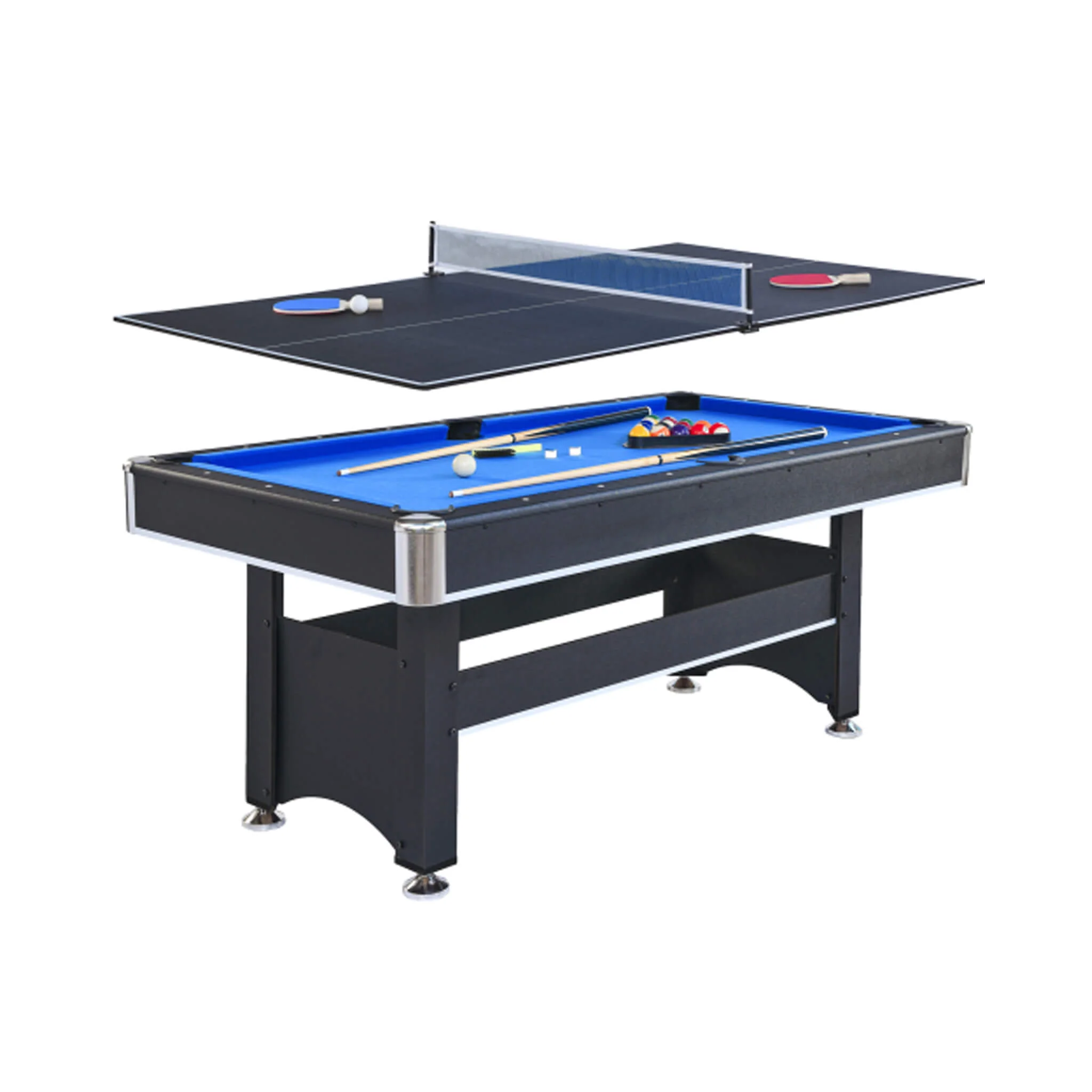 6FT Premium Wooden Multifunctional Pool Table With Table Tennis Top (SAK62741) - Image 25