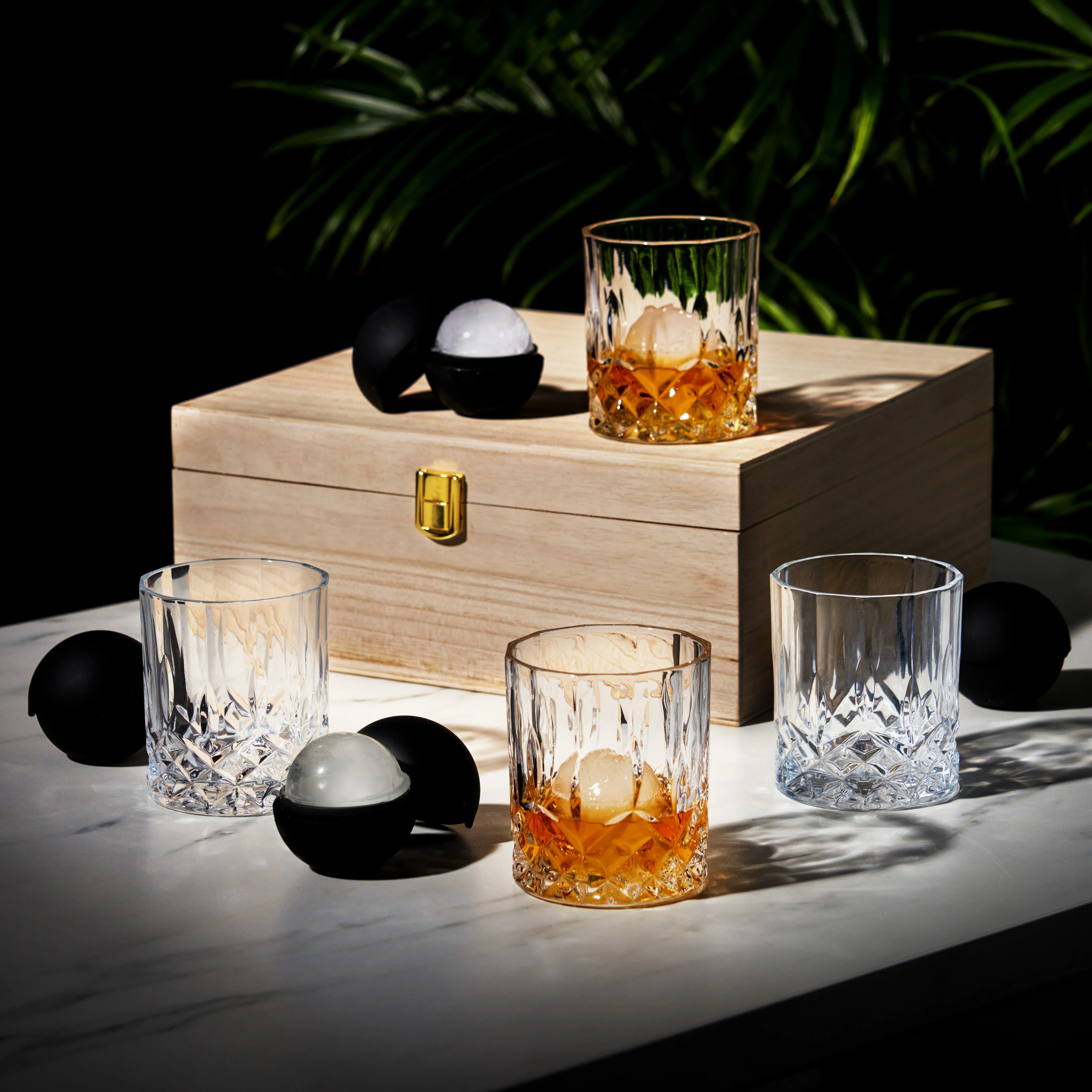 8-Piece Ice Sphere Mold and Crystal Rocks Glass Gift Set - Image 2