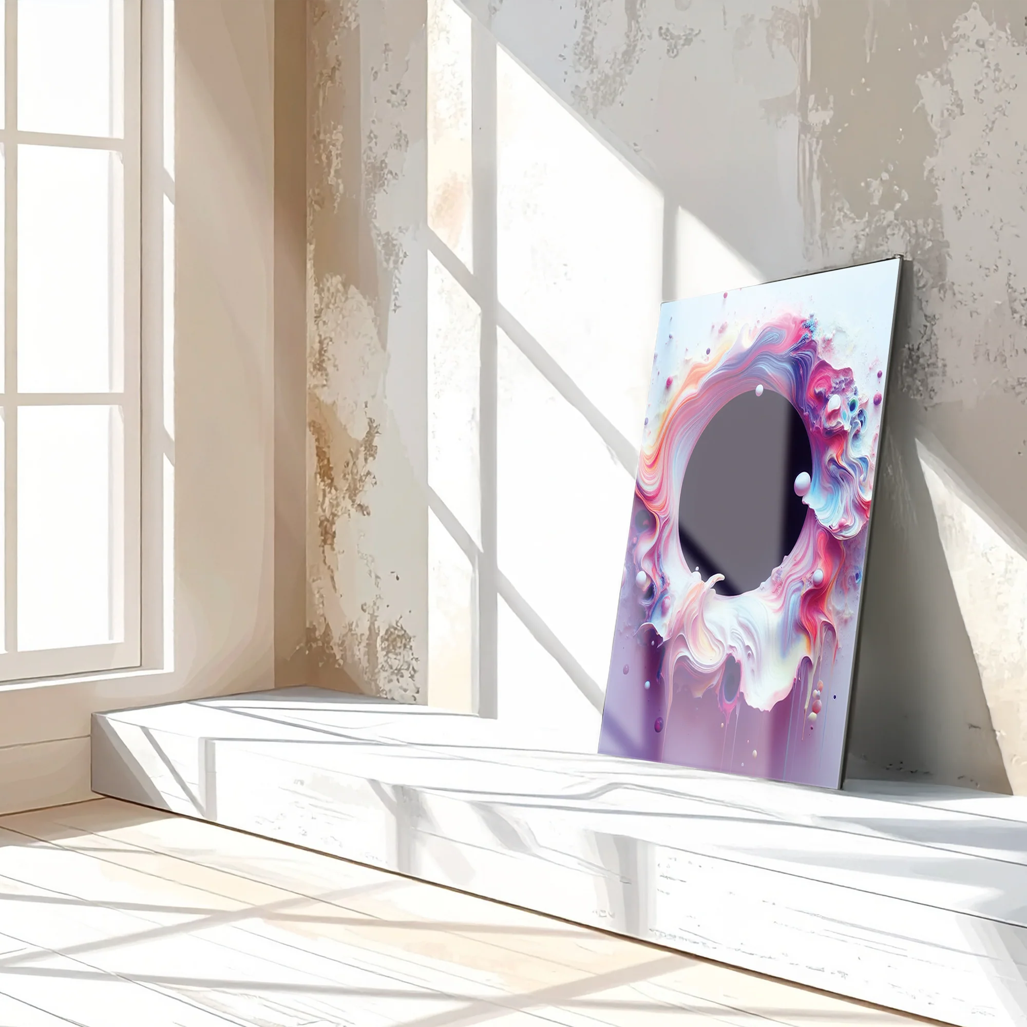 Abstract Colorful Void Swirl โ Vibrant UV Glass Wall Art with 3D Paint Effect-KAFCD079 - Image 2