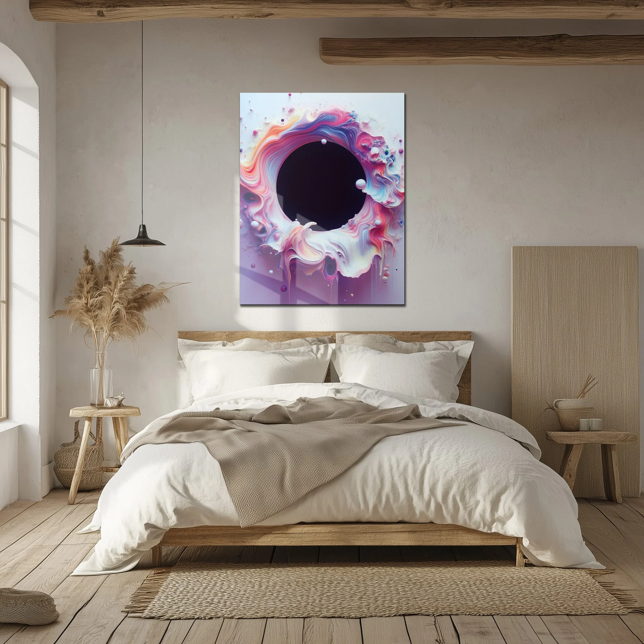 Abstract Colorful Void Swirl โ Vibrant UV Glass Wall Art with 3D Paint Effect-KAFCD079 - Image 4