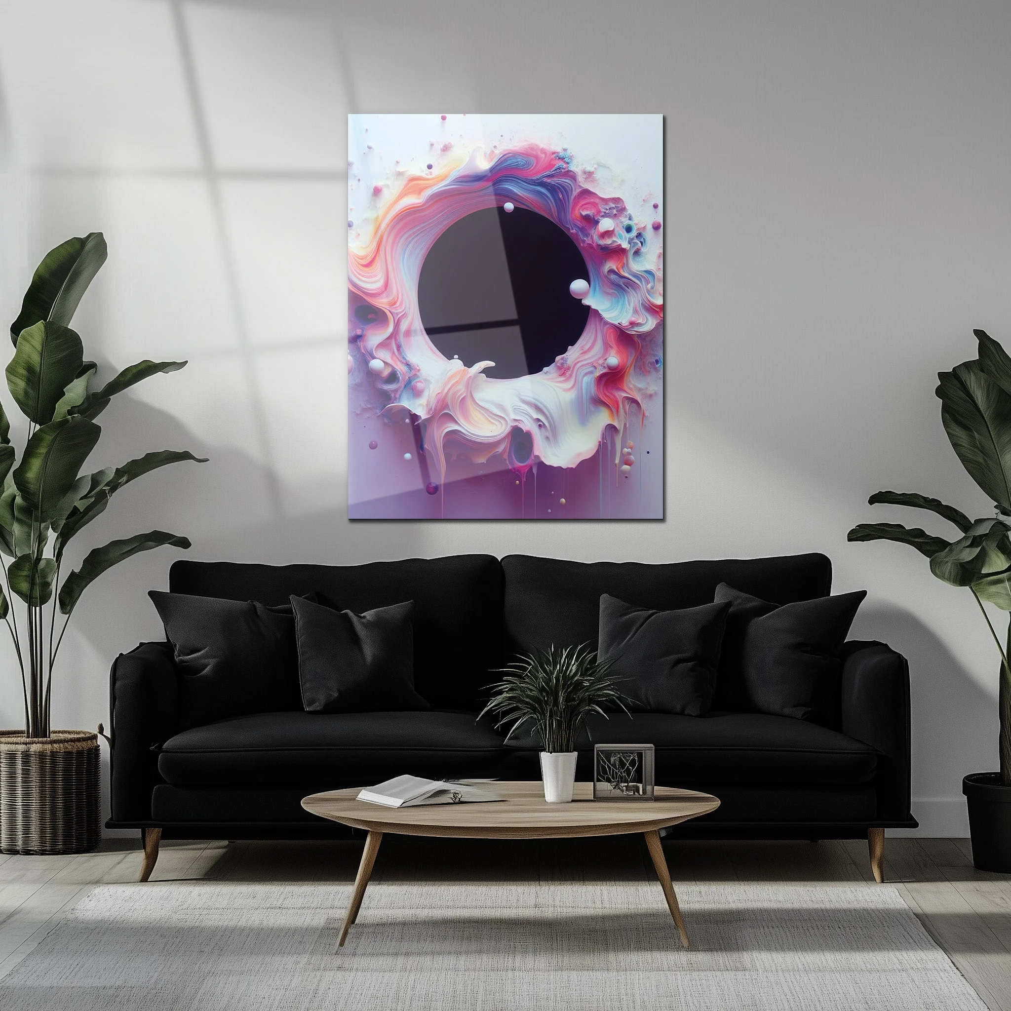 Abstract Colorful Void Swirl โ Vibrant UV Glass Wall Art with 3D Paint Effect-KAFCD079 - Image 5