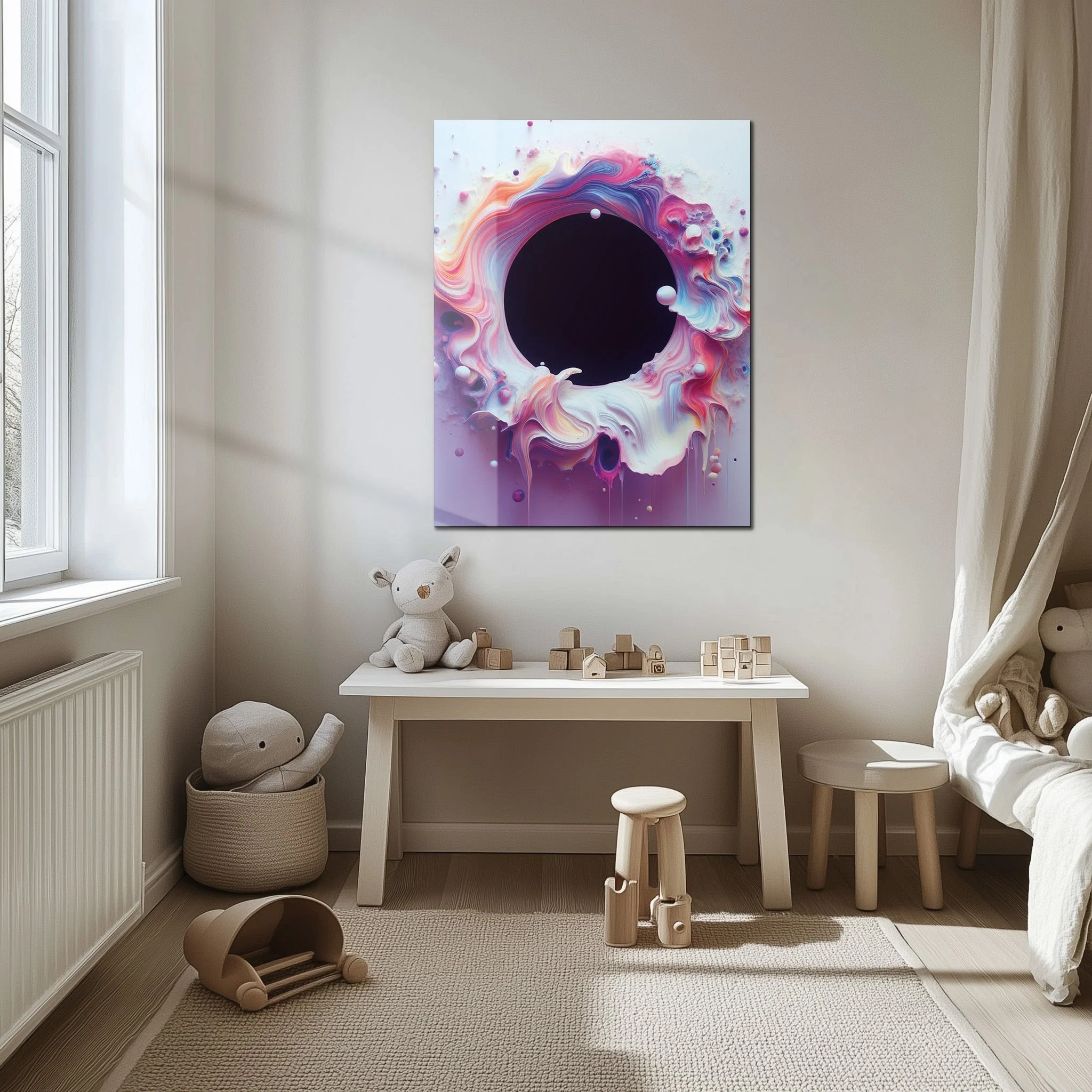 Abstract Colorful Void Swirl โ Vibrant UV Glass Wall Art with 3D Paint Effect-KAFCD079 - Image 6