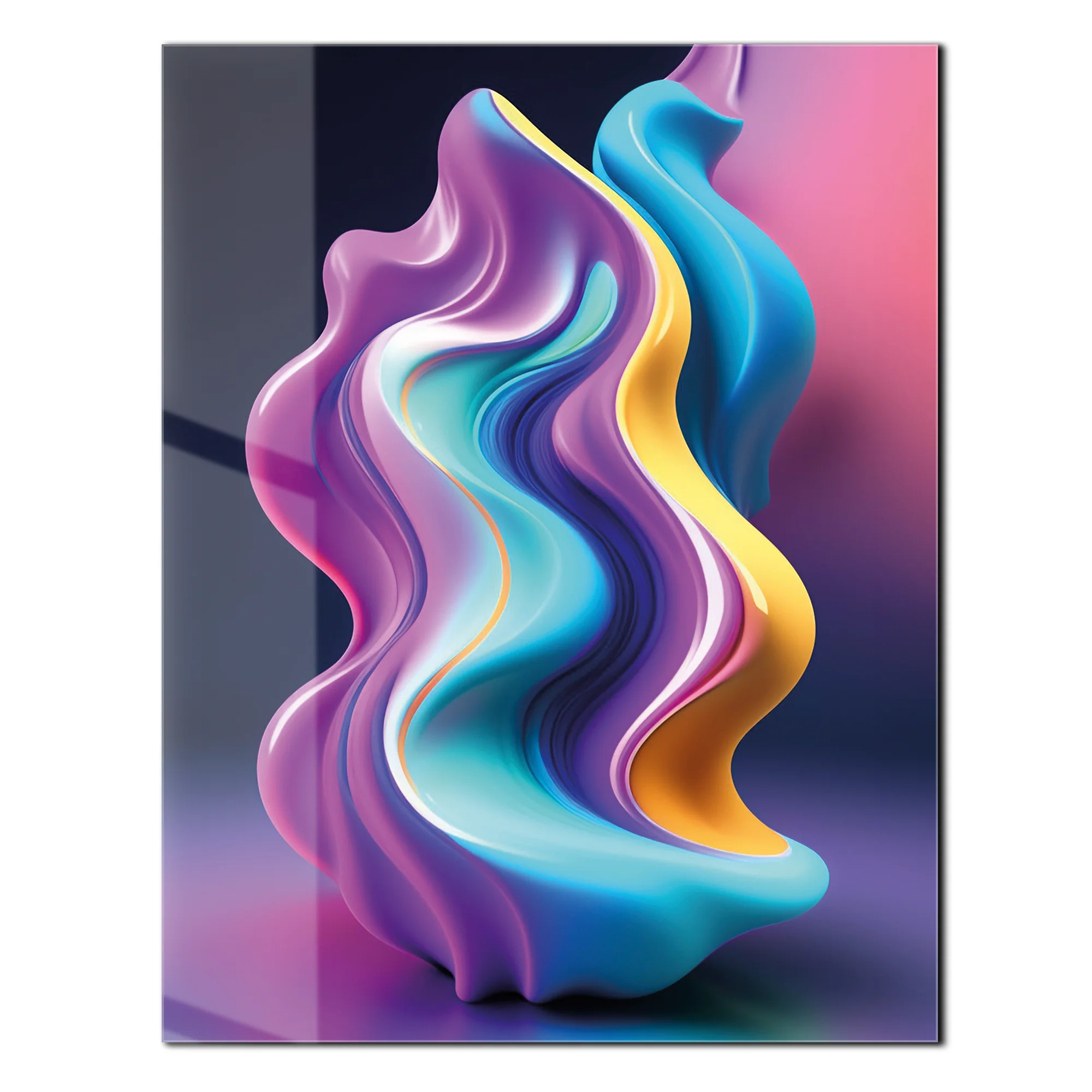 Abstract Fluid Wave – Colorful Modern UV Glass Wall Art-KAFCD083 - Image 3
