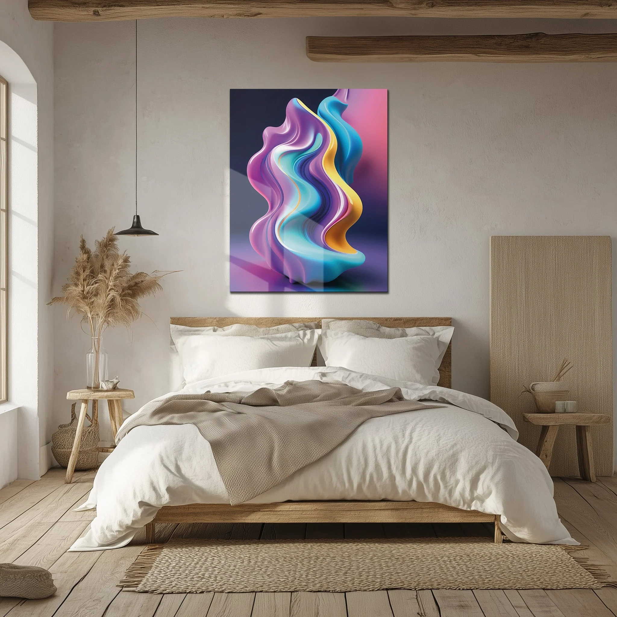 Abstract Fluid Wave – Colorful Modern UV Glass Wall Art-KAFCD083 - Image 4