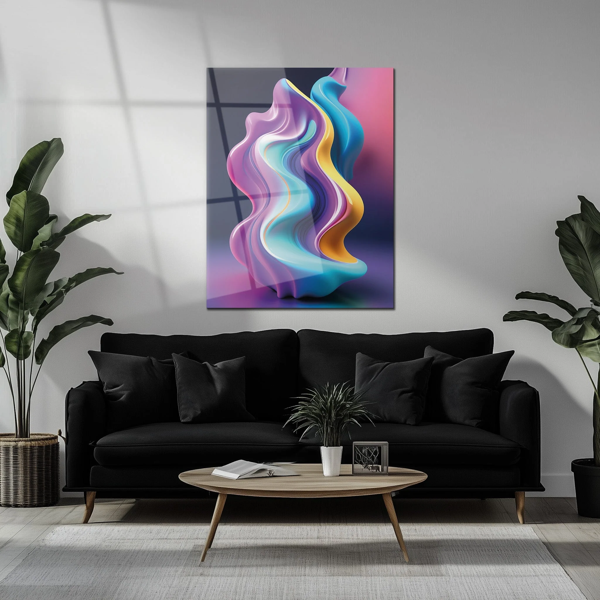 Abstract Fluid Wave – Colorful Modern UV Glass Wall Art-KAFCD083 - Image 5