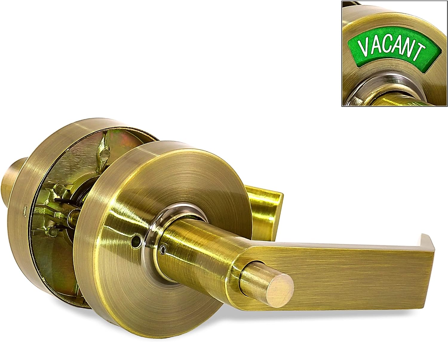ADA Door Lock with Indicator in Antique Brass - Left-Handed - Image 2
