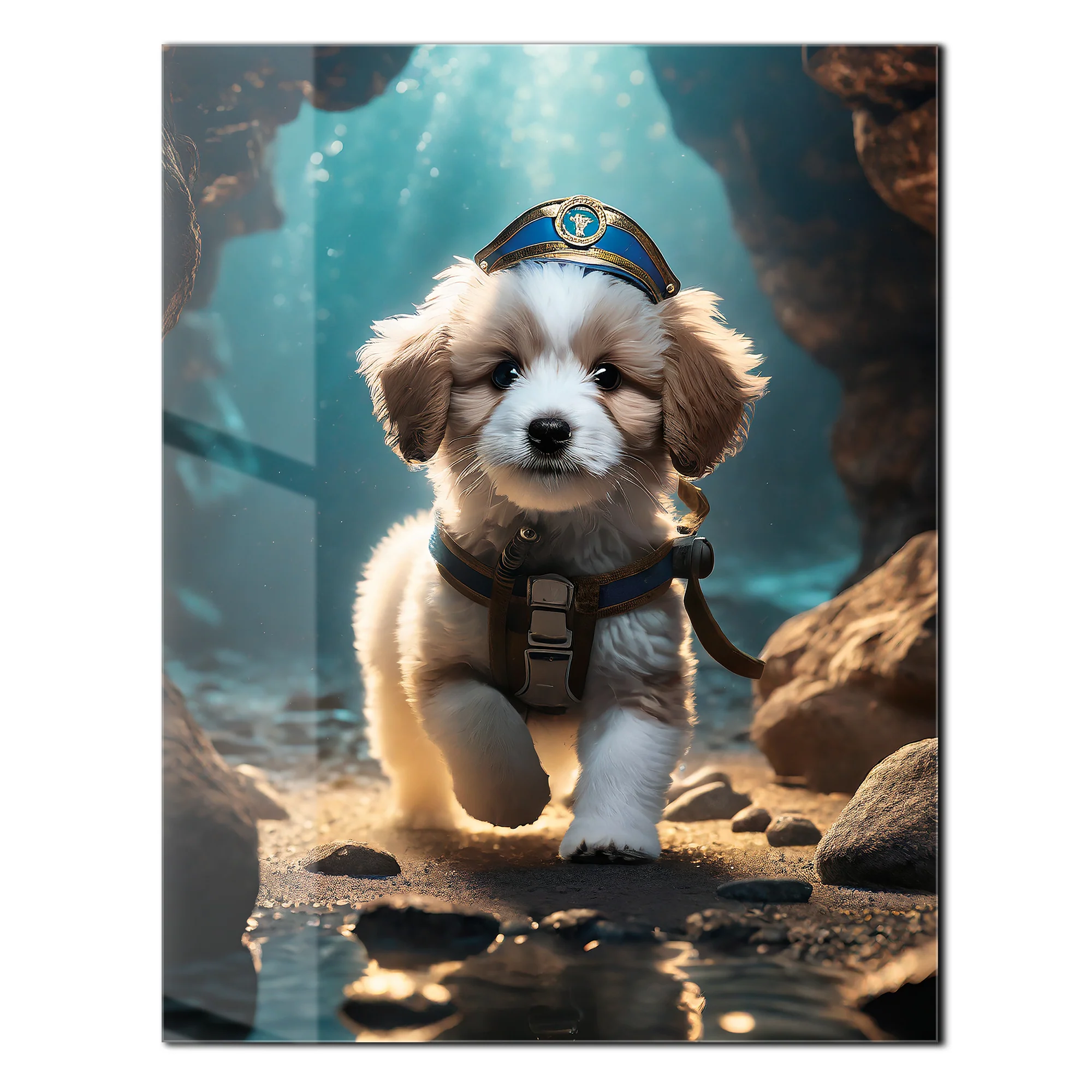 Adventure Puppy Portrait β Cute Explorer Dog UV Glass Wall Art for Pet Lovers - KAFCD110 - Image 2