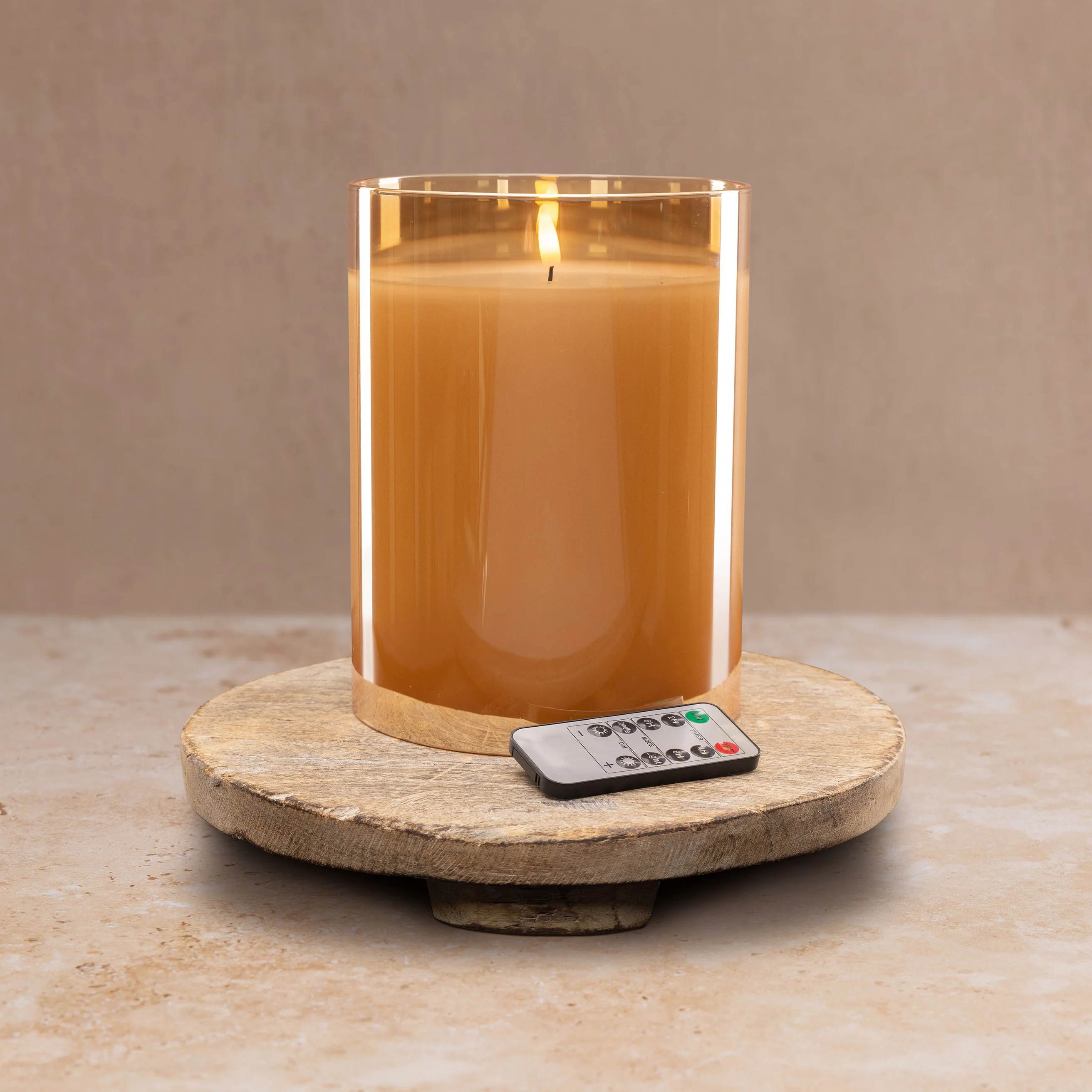 Amber Flameless LED Hurricane Glass Candle – Warm Glow, Battery-Operated, Safe Home Décor Lighting - Image 2