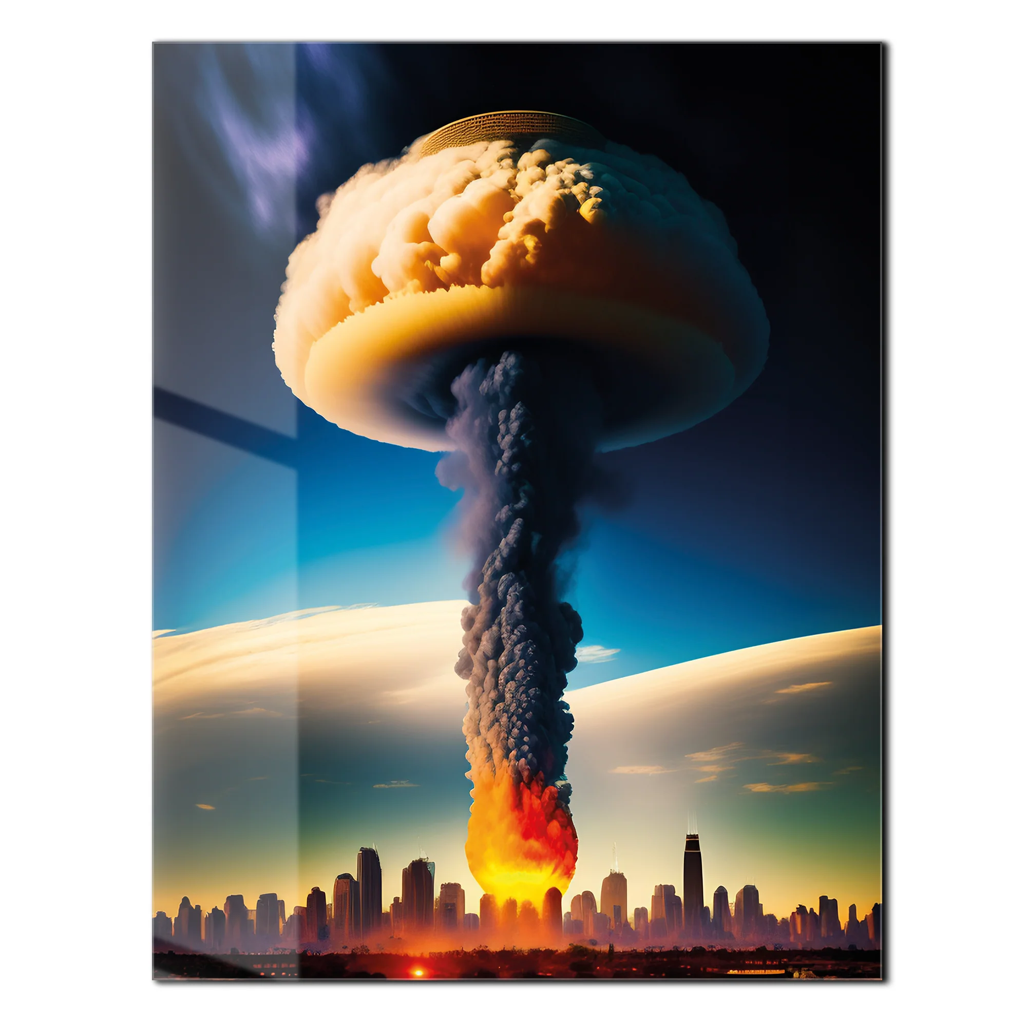 Apocalyptic Explosion – Futuristic City Blast UV Glass Wall Art- KAFCD101 - Image 2