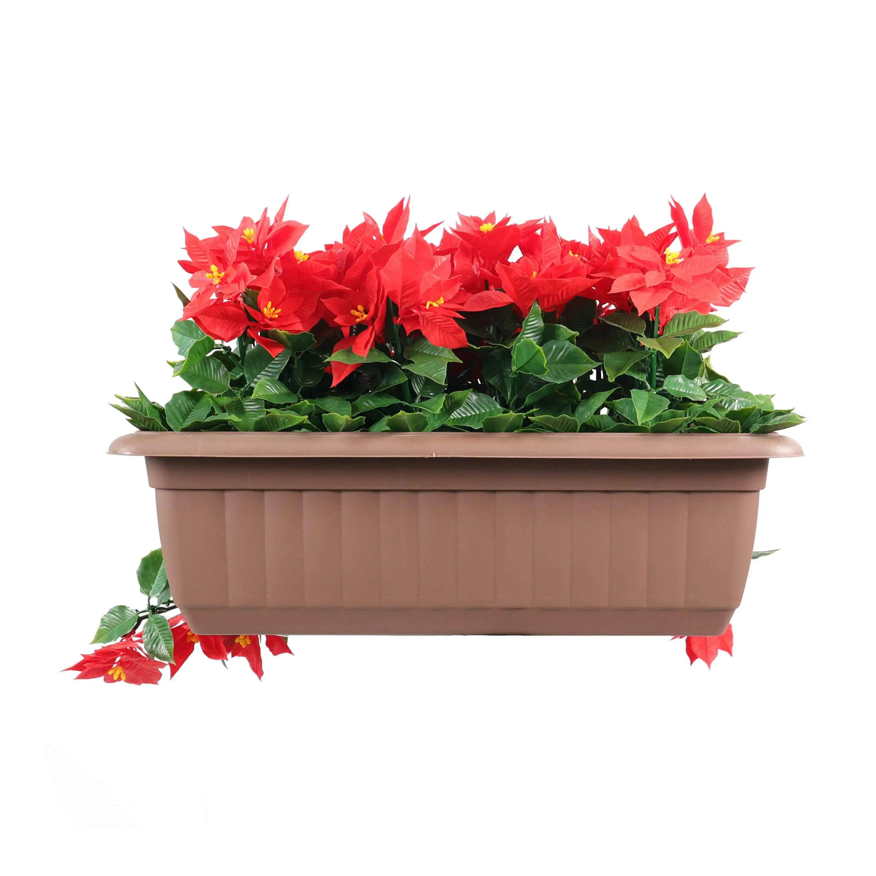 Artificial Draping Poinsettia Window Box Planter 20" x 14" UV Resistant (Outdoor Proof) - Image 3