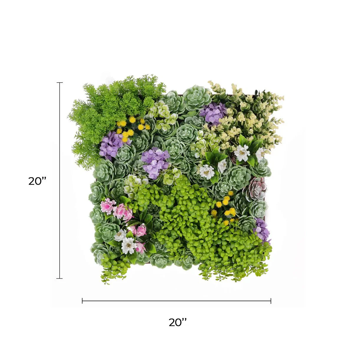 Artificial Moss and Succulent Hanging Wall Art Frame 20" Square UV Resistant (Outdoor Proof) - Image 2