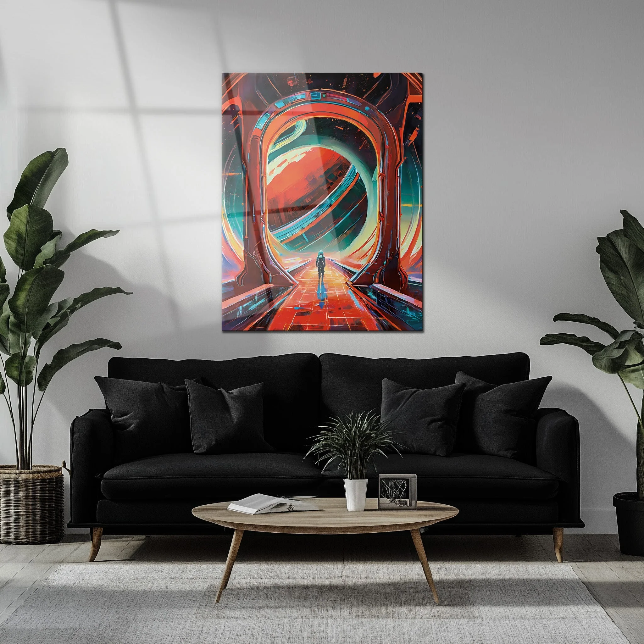 Astronaut Gateway to Saturn Glass Wall Art – Futuristic Sci-Fi UV Print Design-KAFCD023 - Image 6