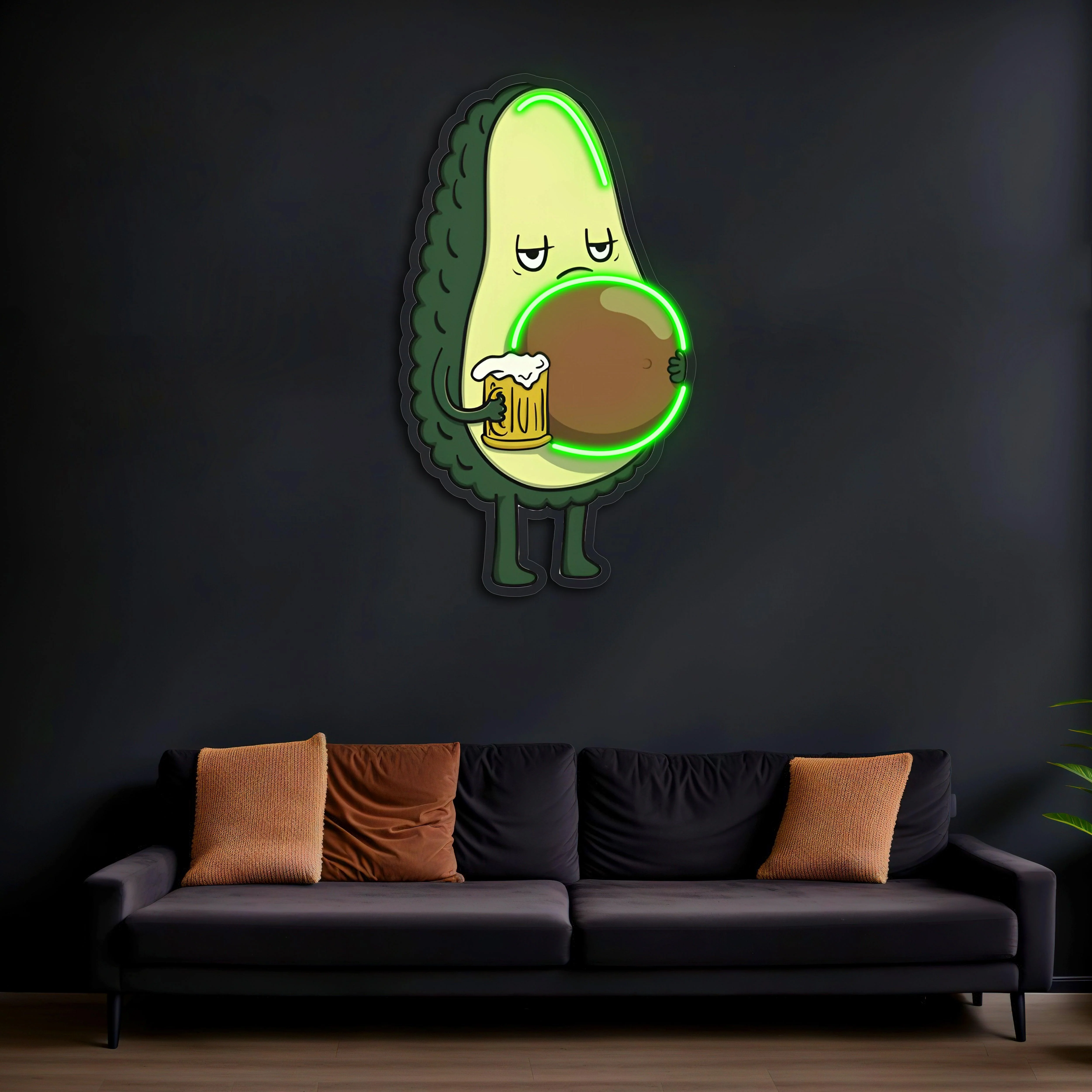 Avocado Beer UV Printed Neon, Beer Neon Wall Art, Avocado Neon Light Sign - Image 2
