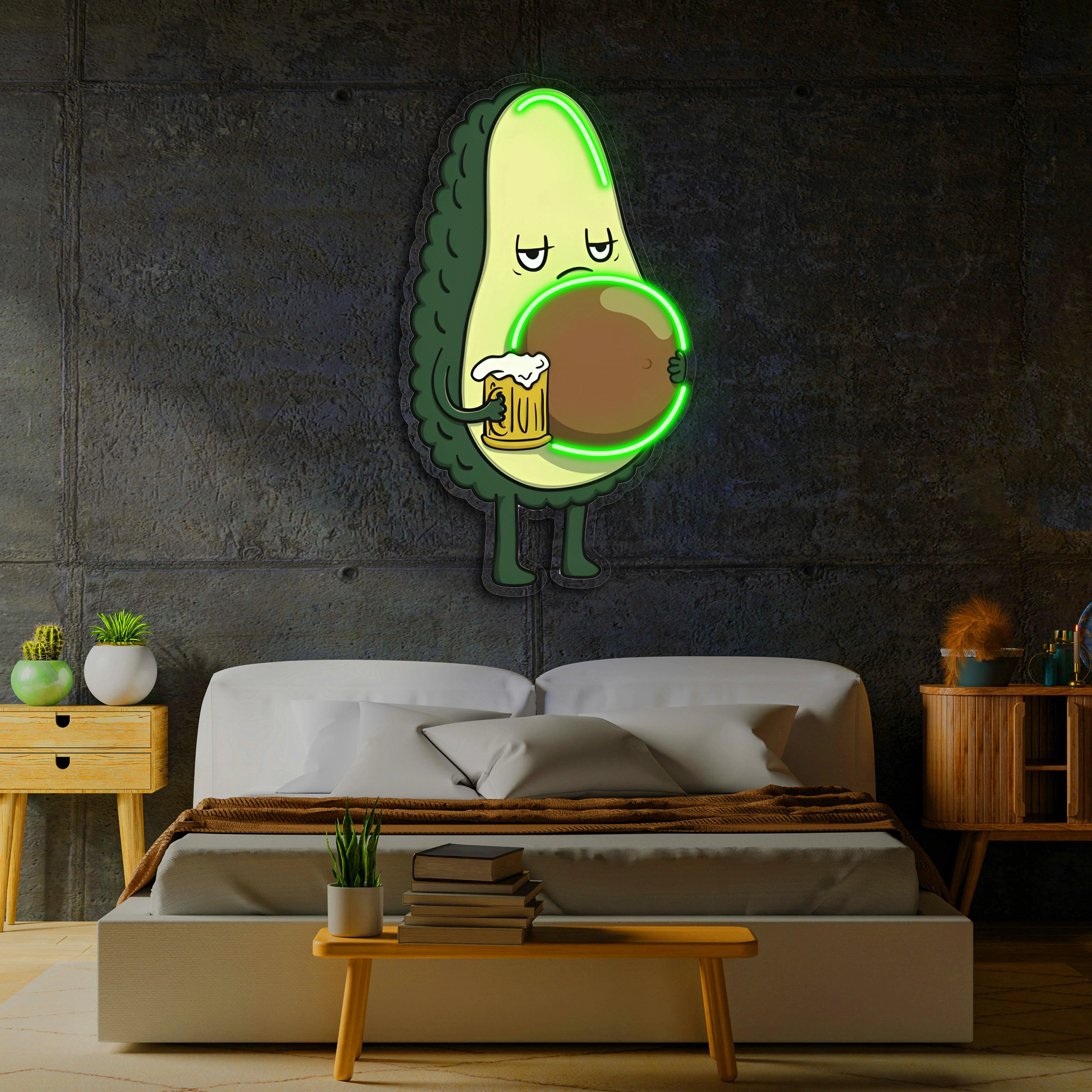 Avocado Beer UV Printed Neon, Beer Neon Wall Art, Avocado Neon Light Sign - Image 3