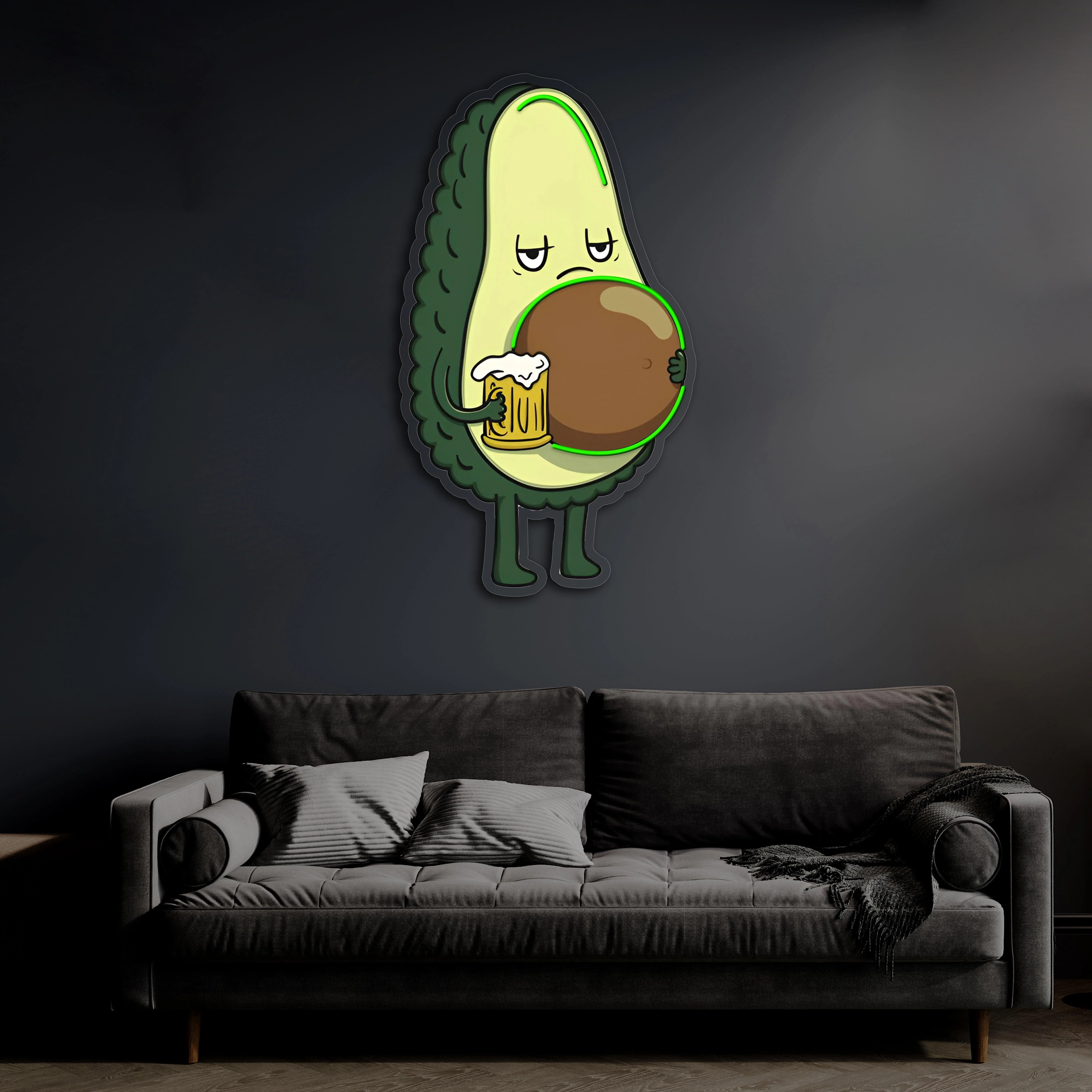 Avocado Beer UV Printed Neon, Beer Neon Wall Art, Avocado Neon Light Sign - Image 4
