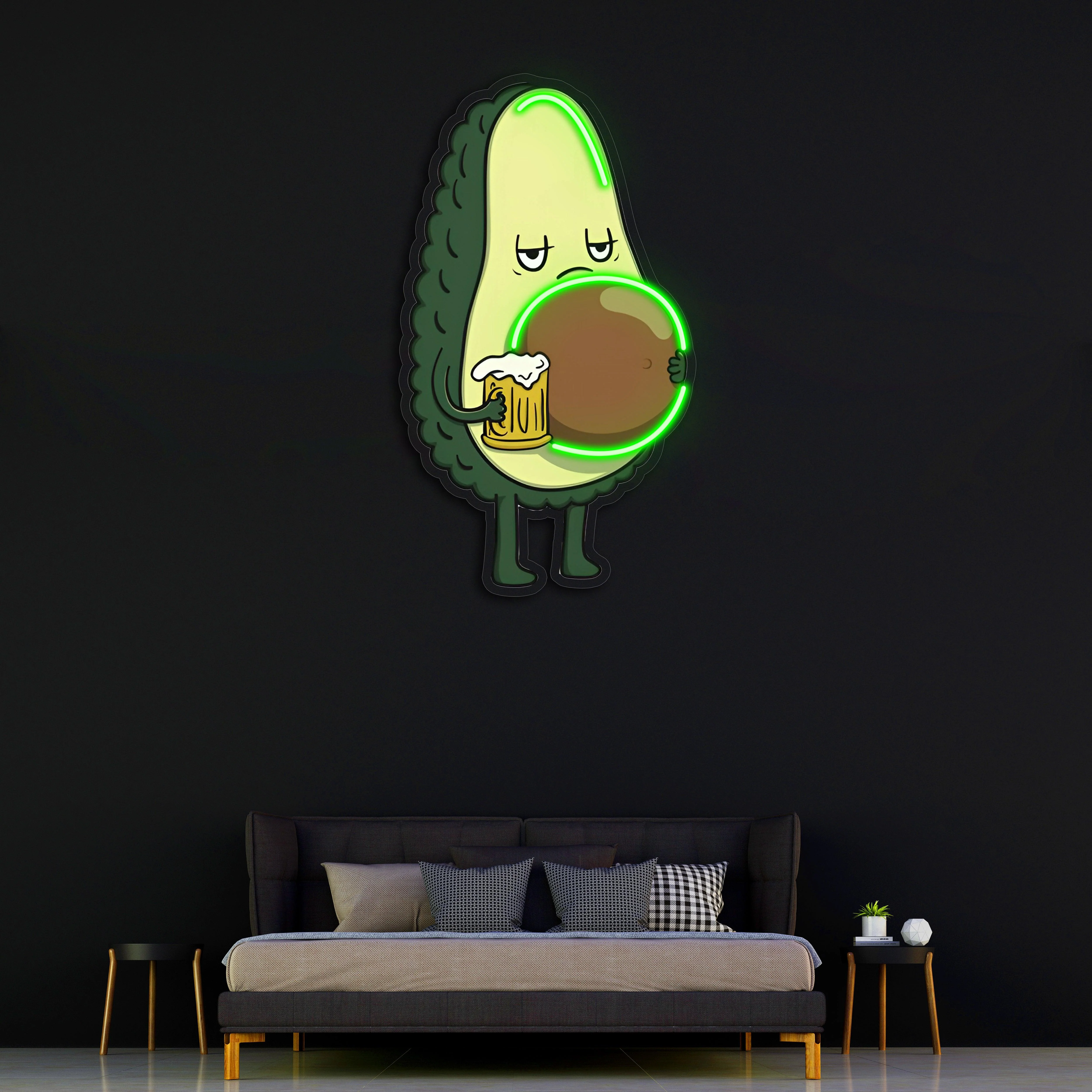 Avocado Beer UV Printed Neon, Beer Neon Wall Art, Avocado Neon Light Sign - Image 6