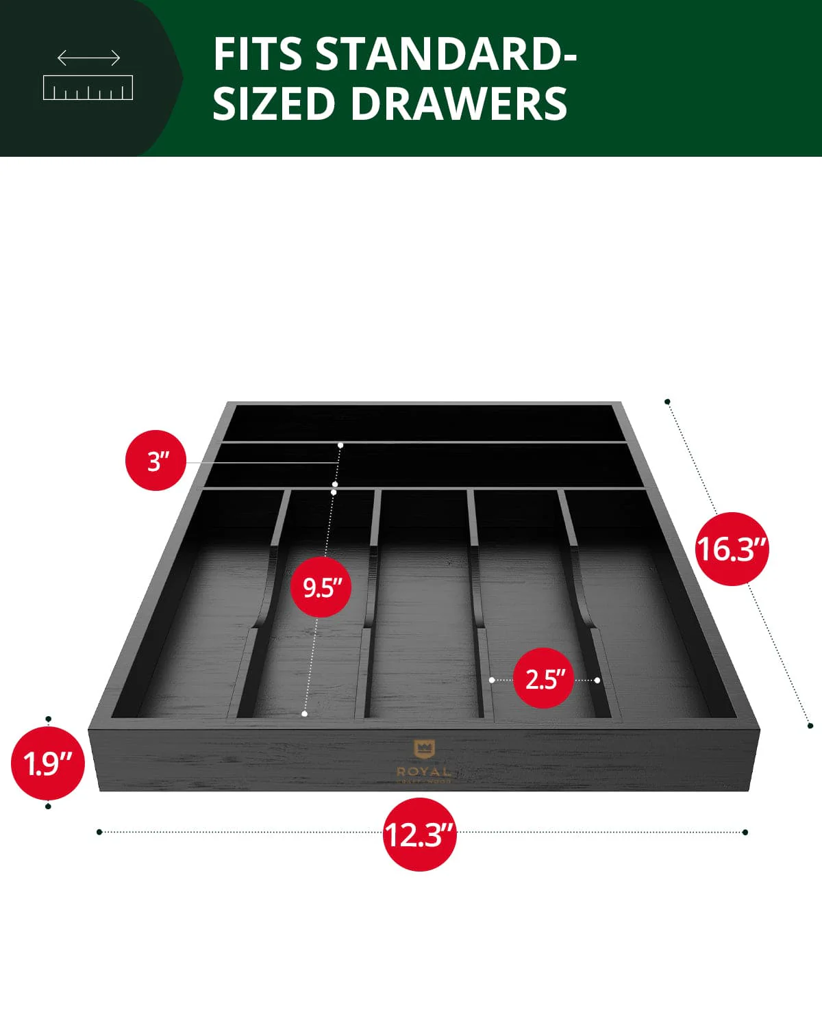 Basic Silverware Drawer Organizer, Black - Image 3