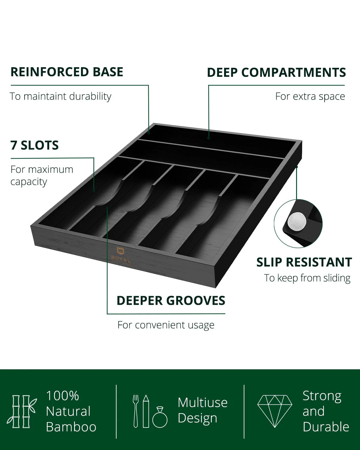 Basic Silverware Drawer Organizer, Black - Image 4