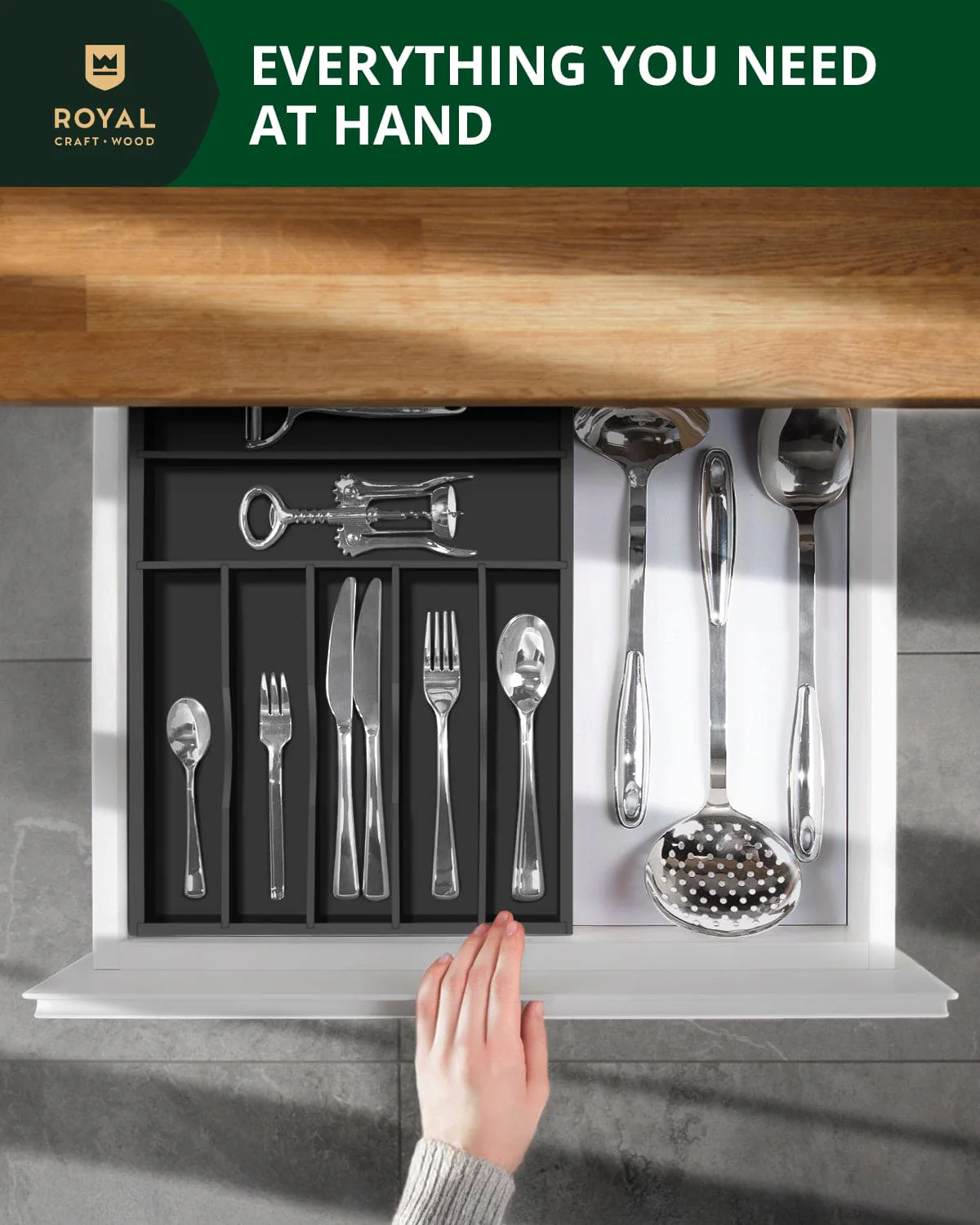 Basic Silverware Drawer Organizer, Black - Image 8