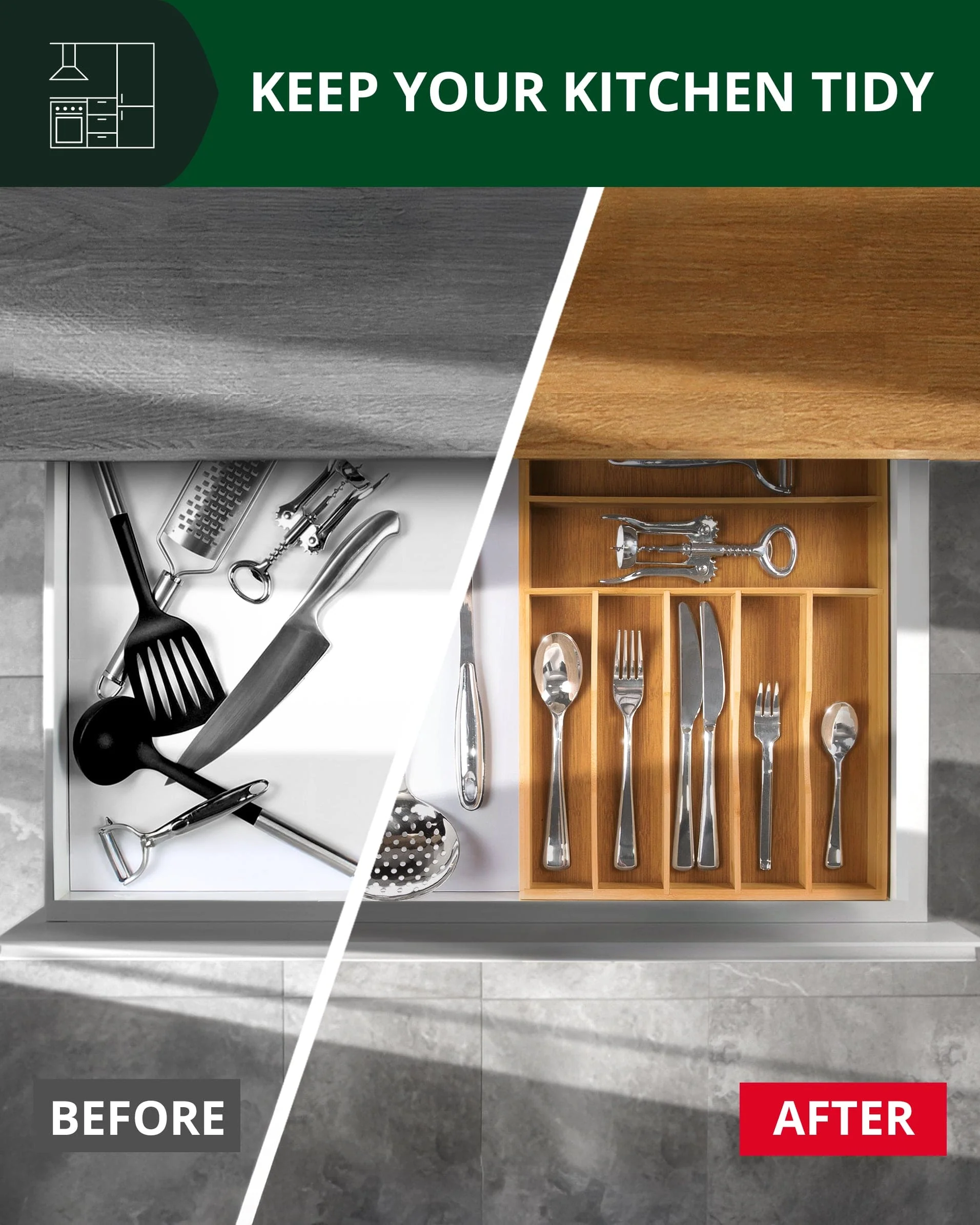 Basic Silverware Drawer Organizer, Natural - Image 5