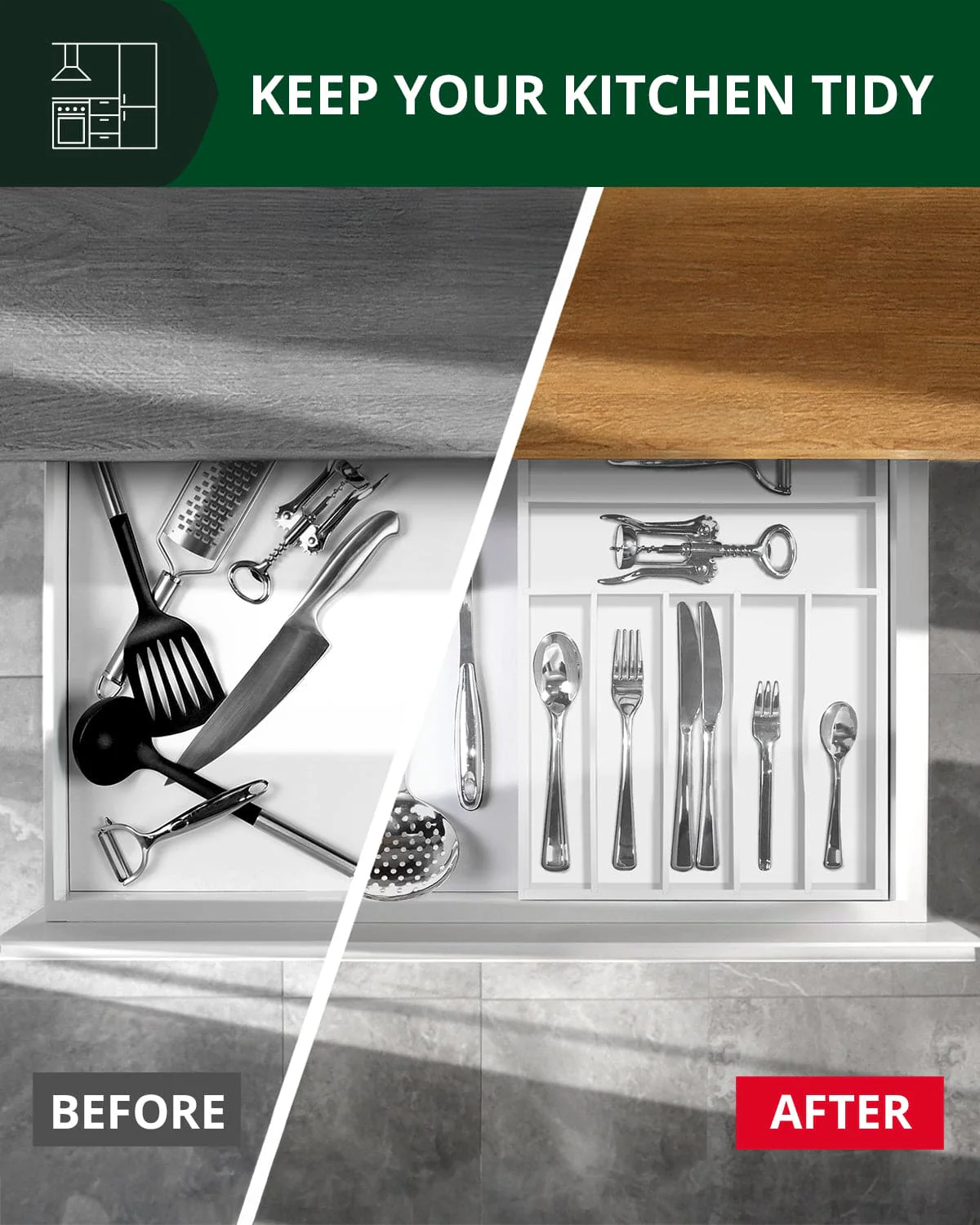 Basic Silverware Drawer Organizer, White - Image 3