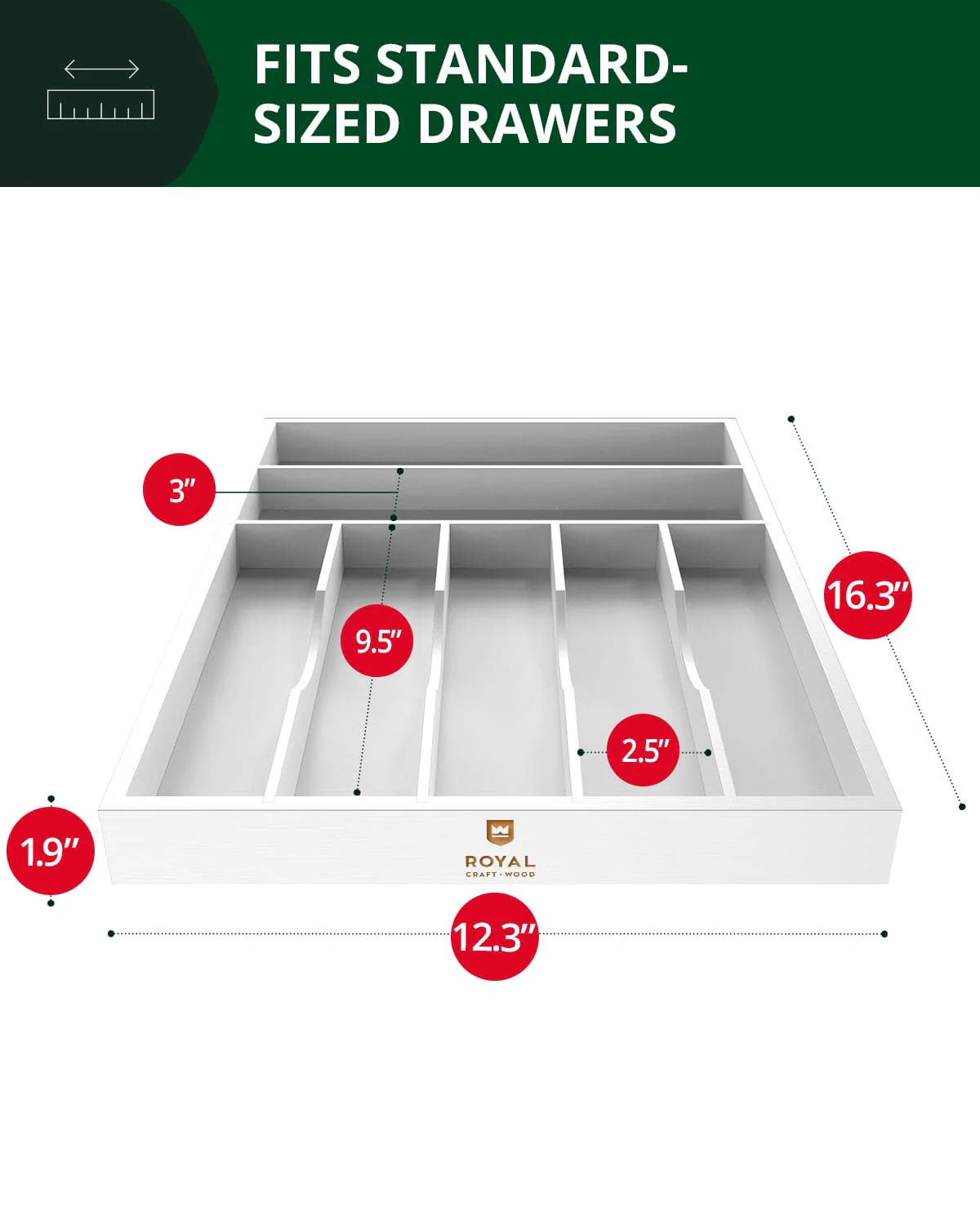 Basic Silverware Drawer Organizer, White - Image 5