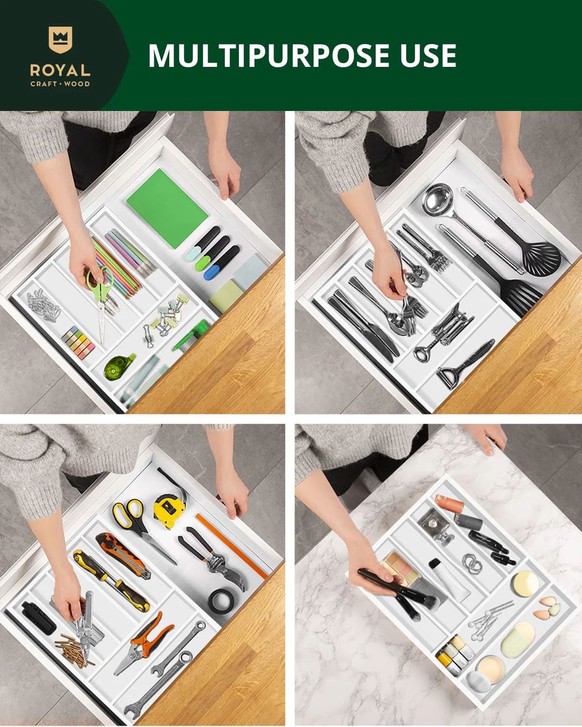 Basic Silverware Drawer Organizer, White - Image 6