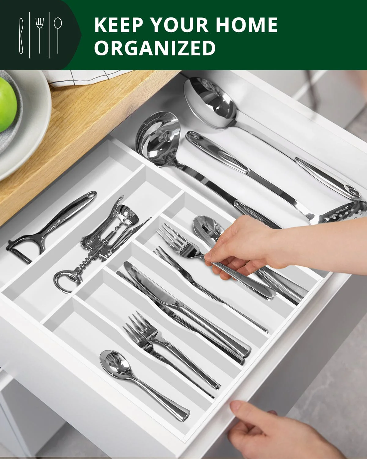 Basic Silverware Drawer Organizer, White - Image 9