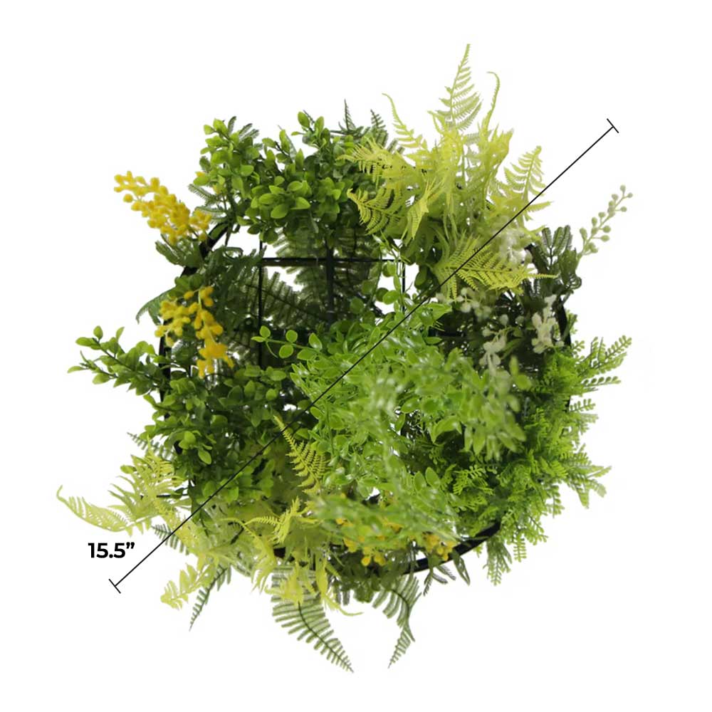 Black Framed Roof Hanging Disc With Draping Faux Plants 15.5" - Image 3