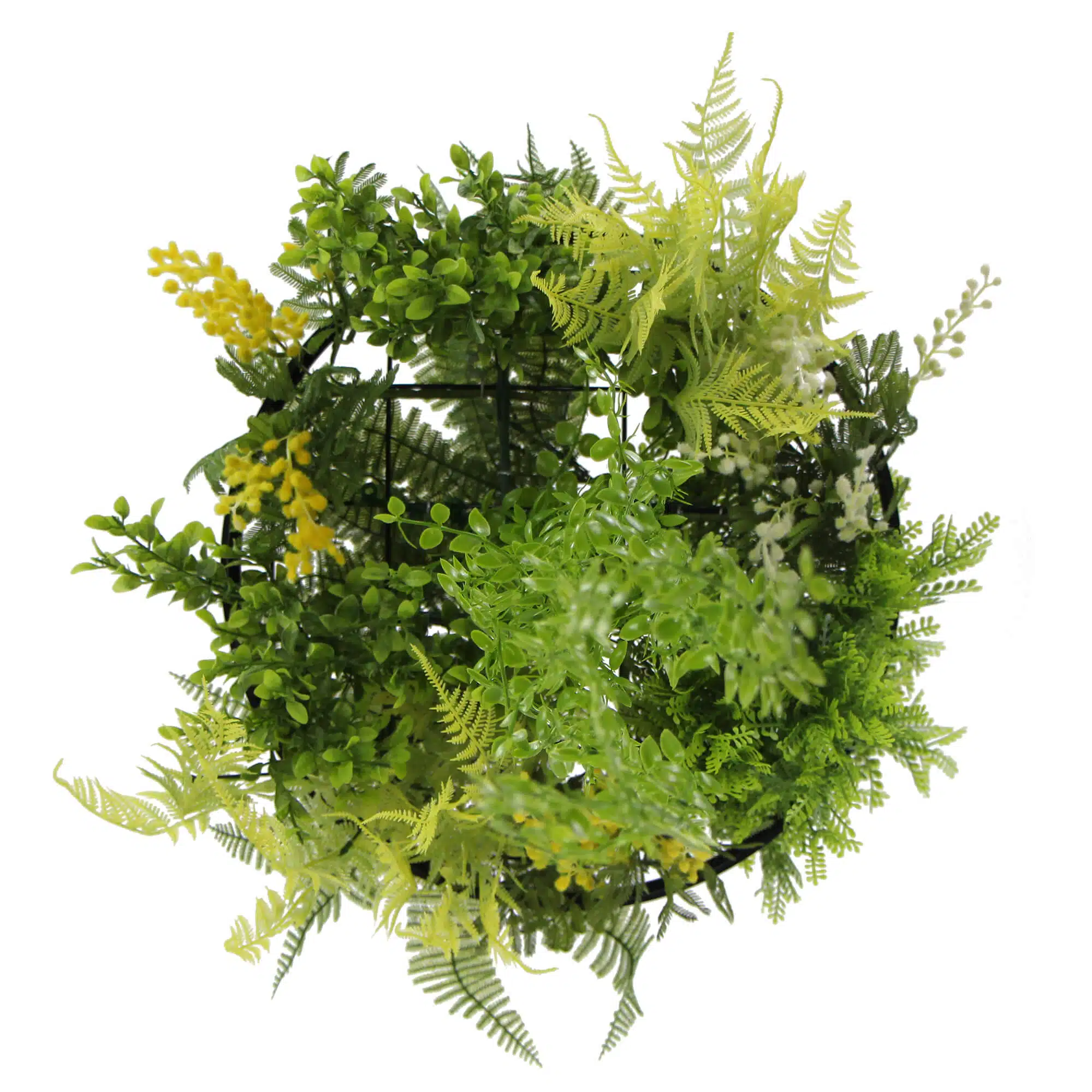 Black Framed Roof Hanging Disc With Draping Faux Plants 15.5" - Image 8
