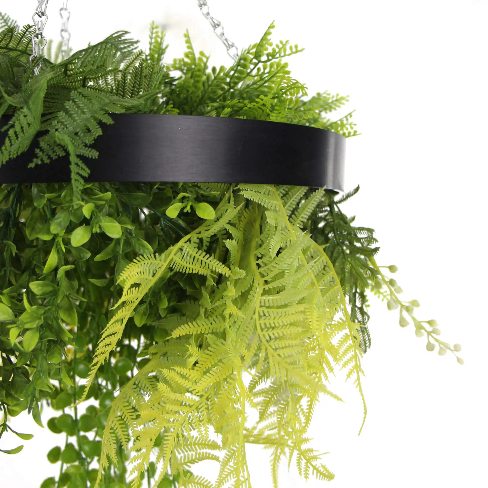 Black Framed Roof Hanging Disc With Draping Faux Plants 15.5" - Image 9
