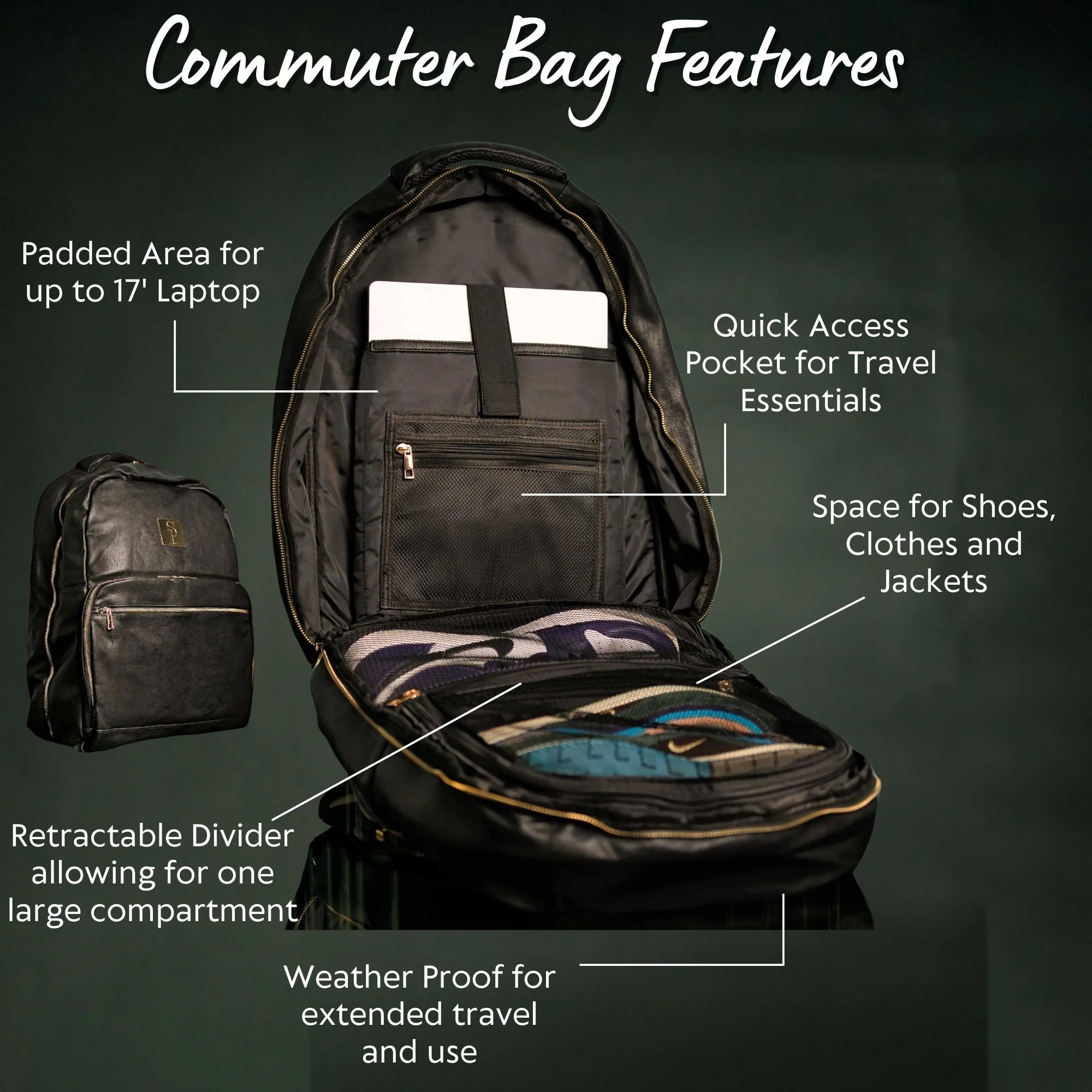 Black Leather Daily Commuter Bag XL - Image 4