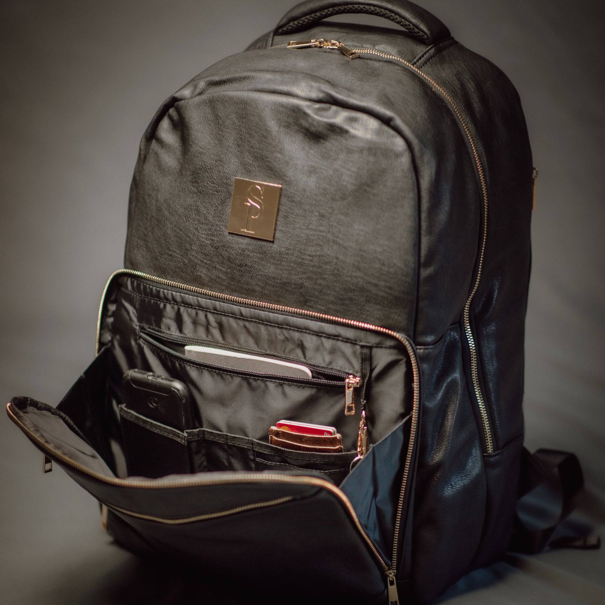 Black Leather Daily Commuter Bag XL - Image 5