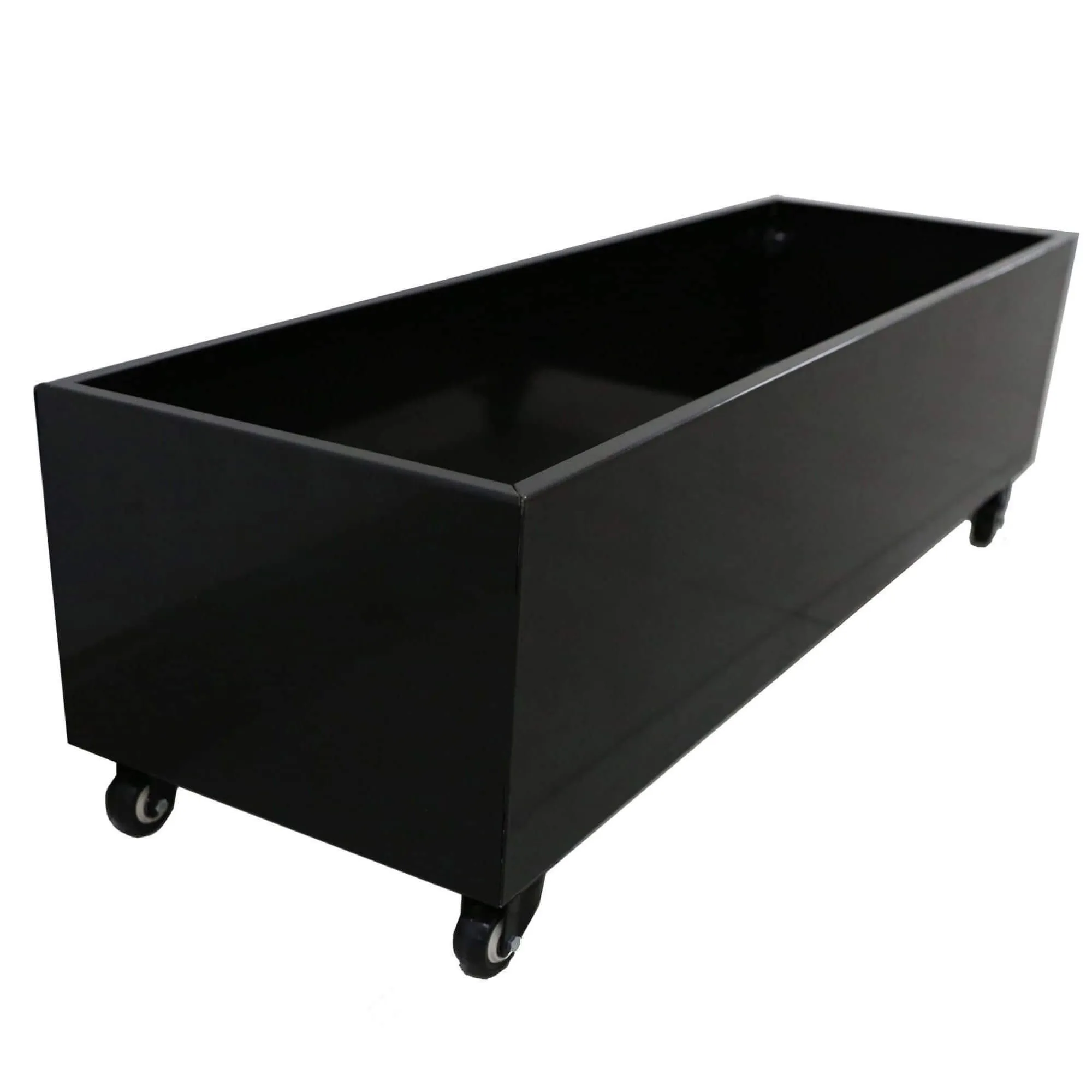 Black Metal Planter Medium + Wheels - Image 3