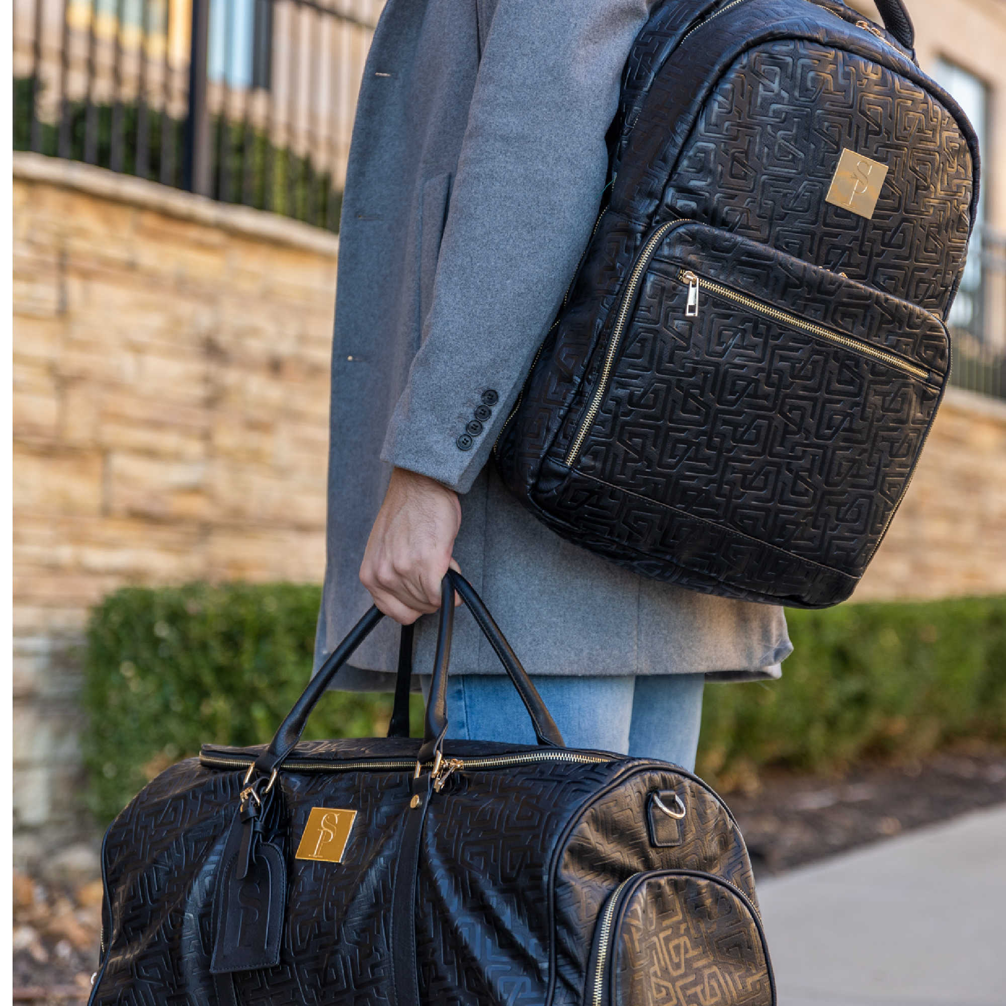 Black Monogram Leather Commuter Bag - Image 7