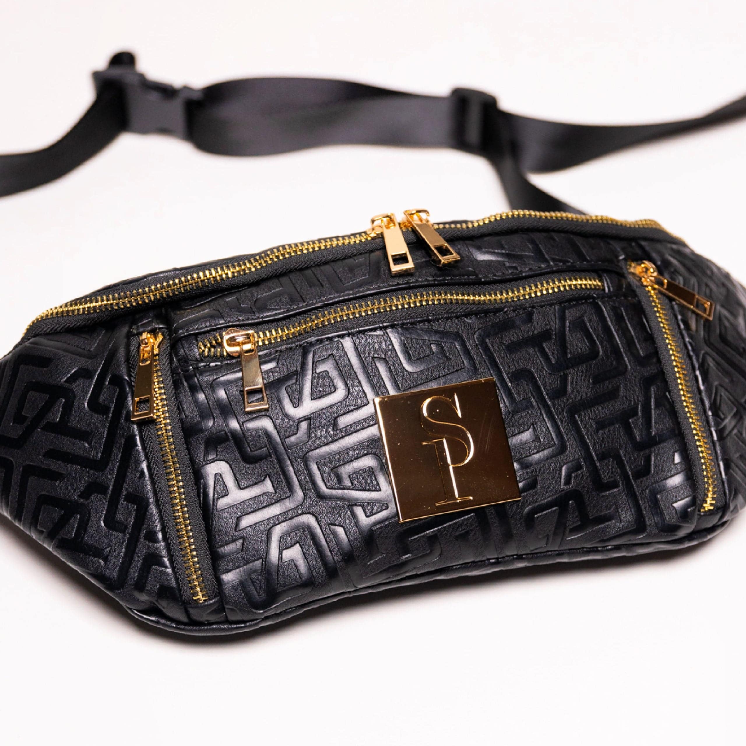 Black Monogram Leather Crossbody Bag - Image 4
