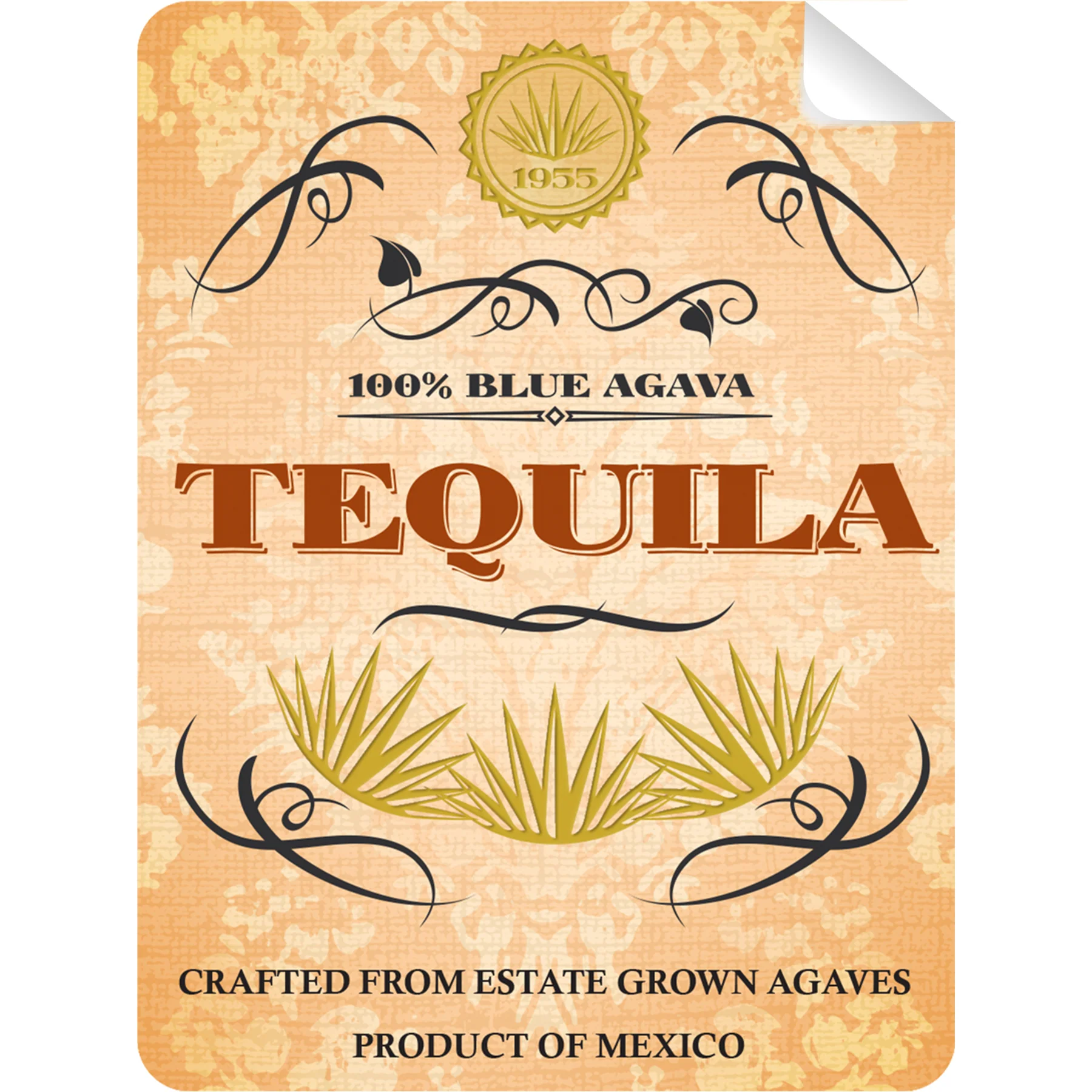 Blue Agava Tequila Bottle Self Adhesive Label