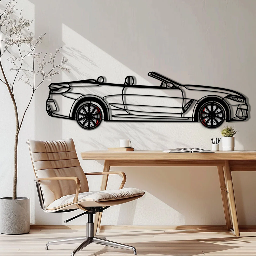 BMW 850i Metal Car Wall Art with Rotating Wheels - Luxury Grand Tourer Silhouette - Interactive Automotive Wall Decor - KAFMEKA105 - Image 3