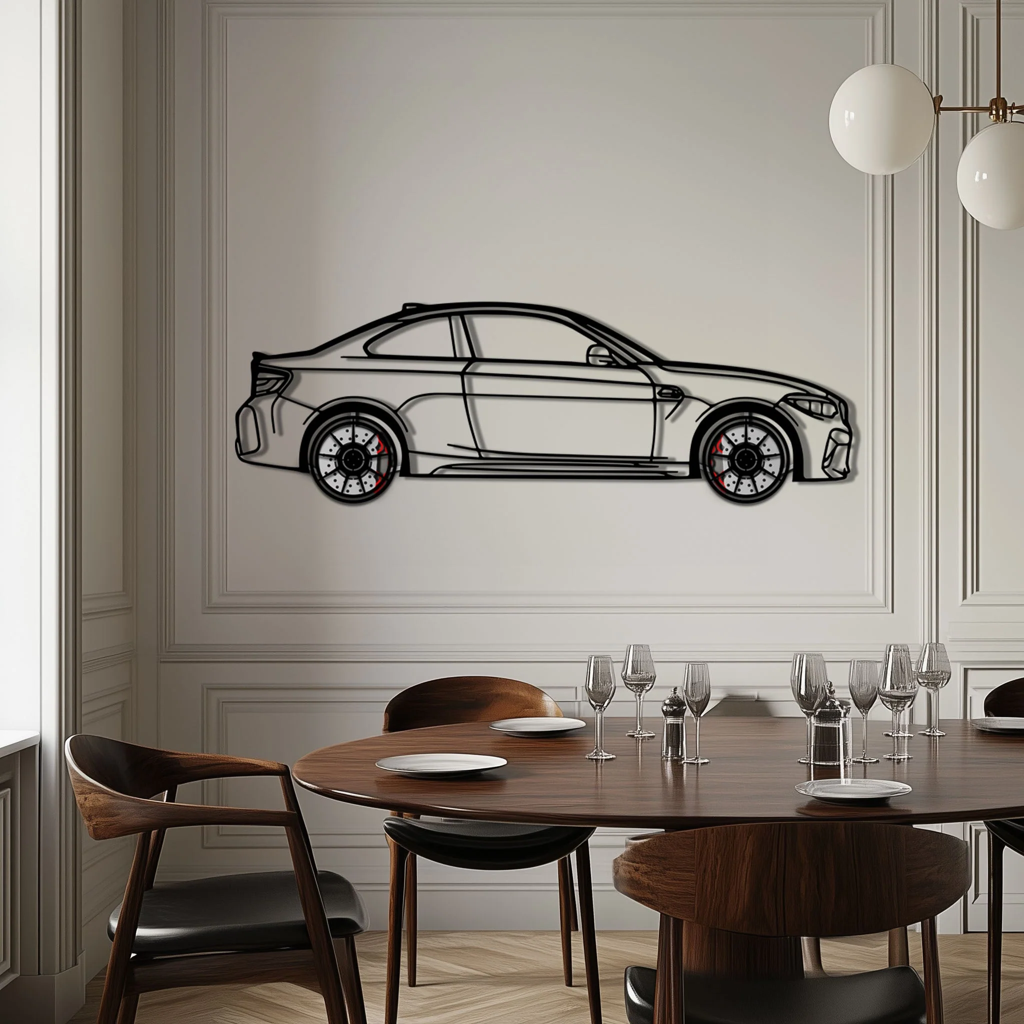 BMW M2 F87 Metal Car Wall Art with Rotating Wheels - M Power Compact Performance Silhouette - Interactive Automotive Decor - KAFMEKA107 - Image 4
