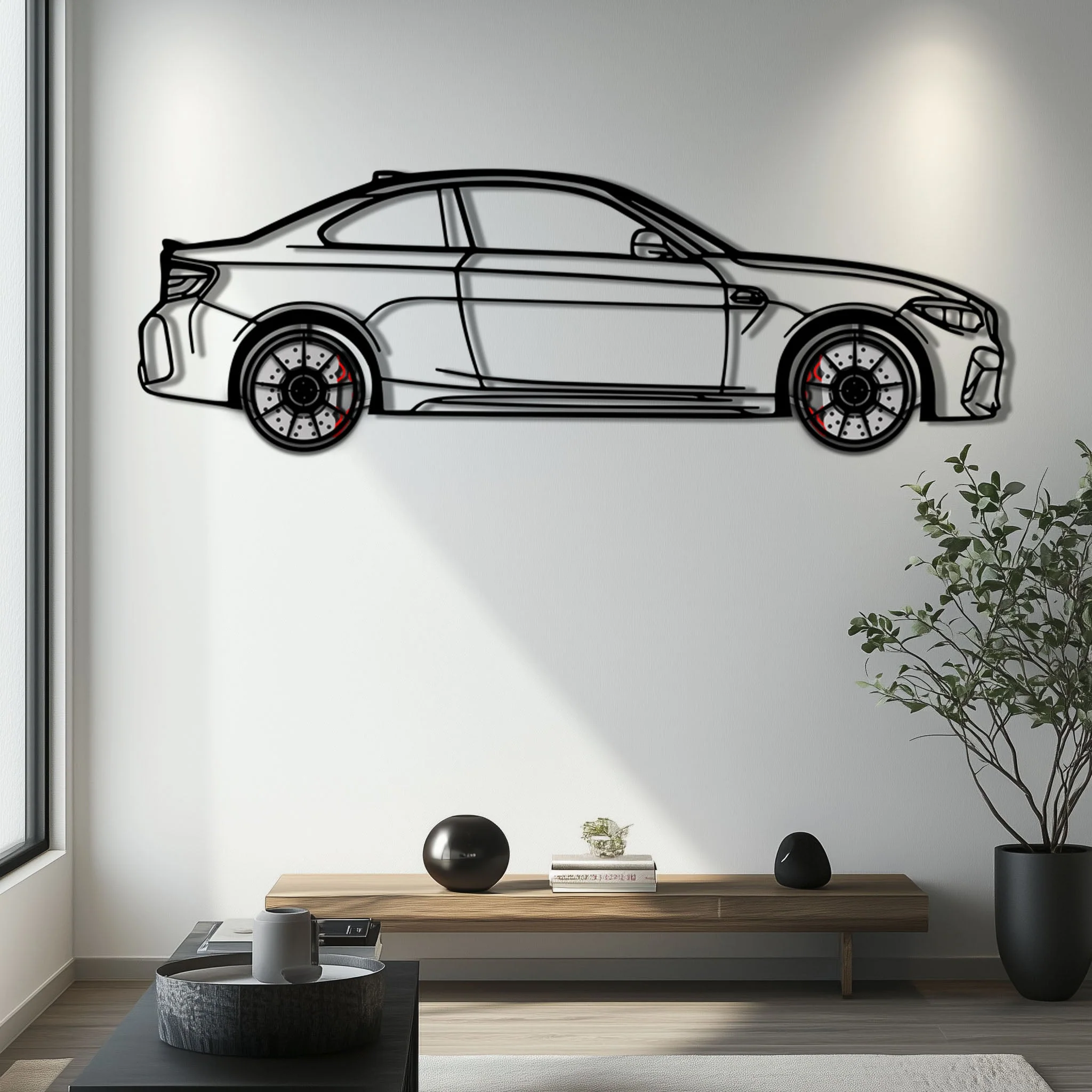 BMW M2 F87 Metal Car Wall Art with Rotating Wheels - M Power Compact Performance Silhouette - Interactive Automotive Decor - KAFMEKA107 - Image 7